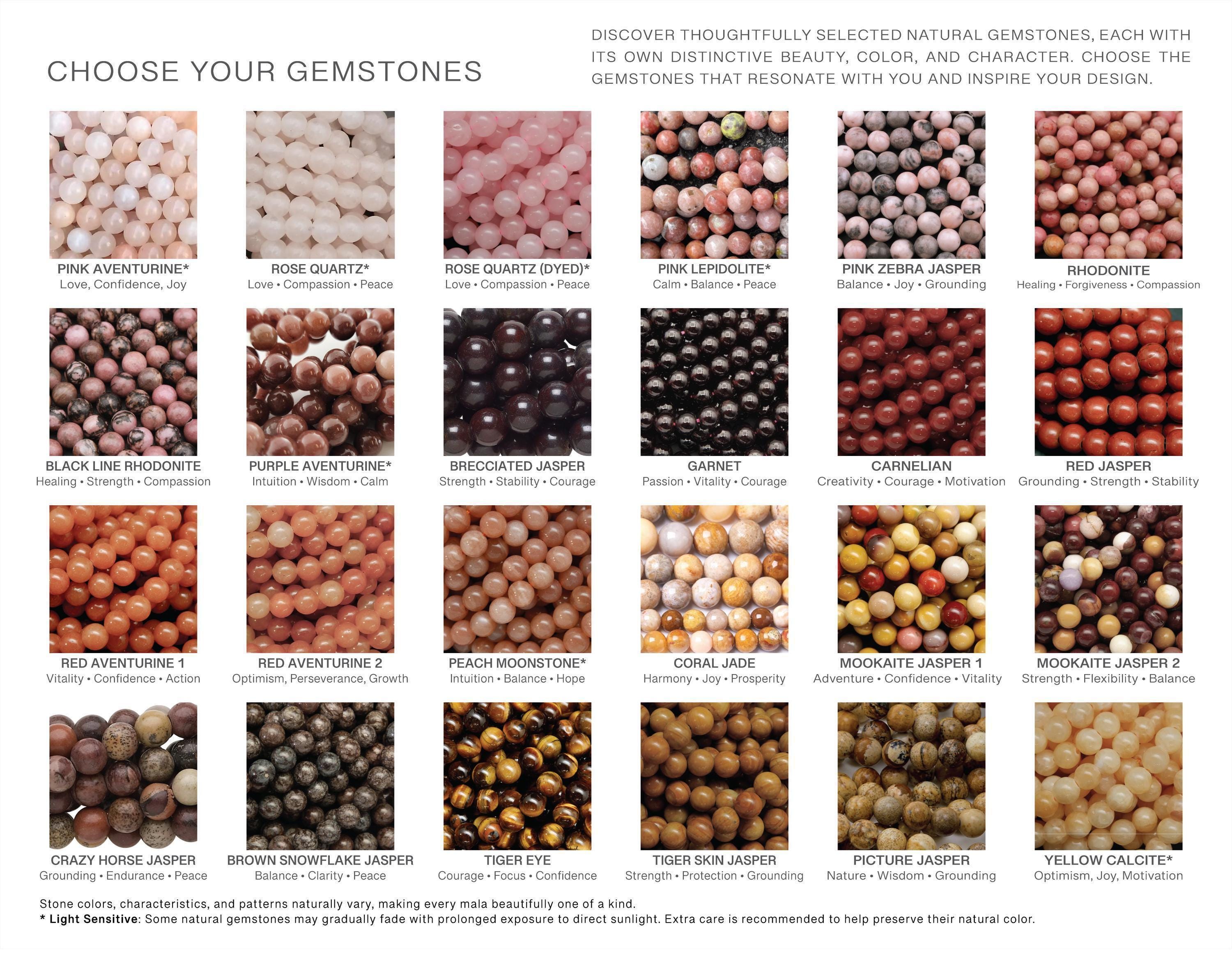 The image is a collage of various gemstones, each with its own distinct beauty, color, and character. The gemstones are arranged in a grid format, showcasing a diverse range of colors and textures. The image does not contain any text, and the descriptions provided are based on the visual appearance of the gemstones, without any accompanying text.