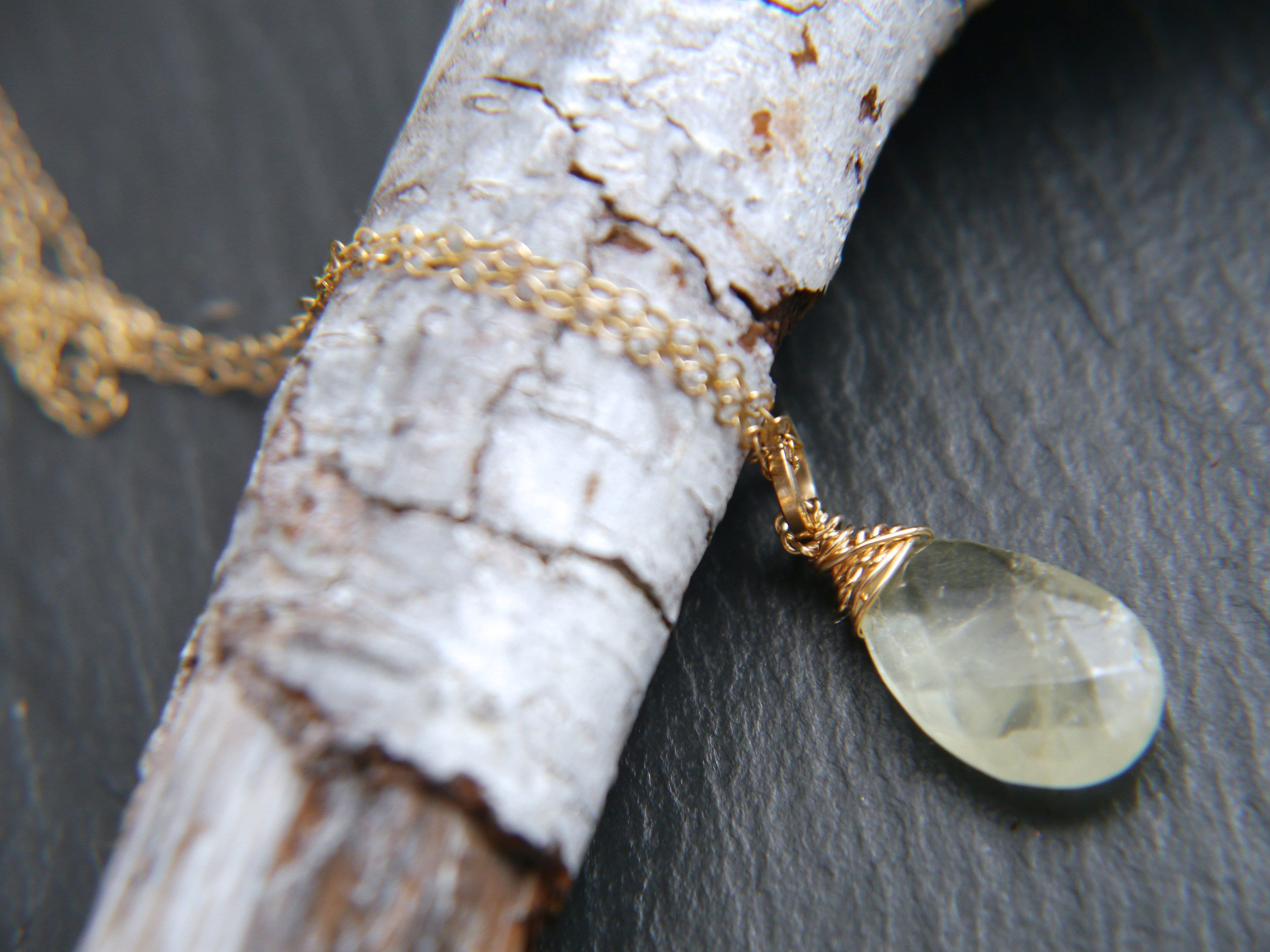 Aquamarine Pendant Gemstone Necklace, 14K Gold Filled, Minimalist Style