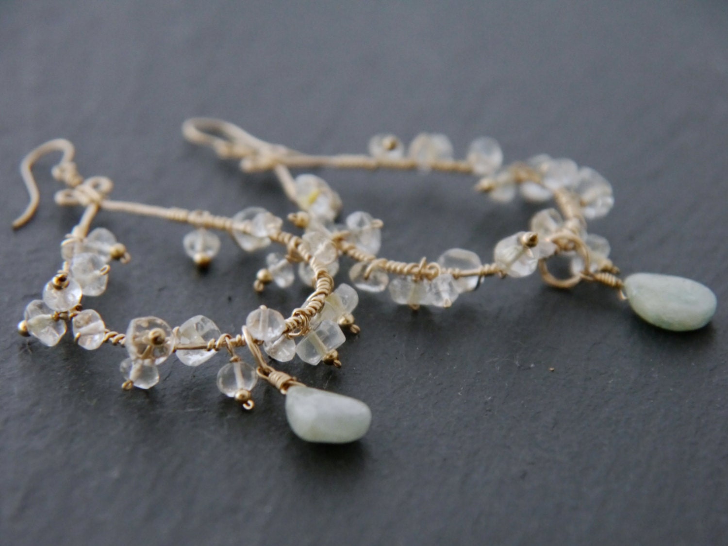 Citrine Floral Chandelier Earrings, 14K Gold Filled Dangle, Garden Statement Jewelry