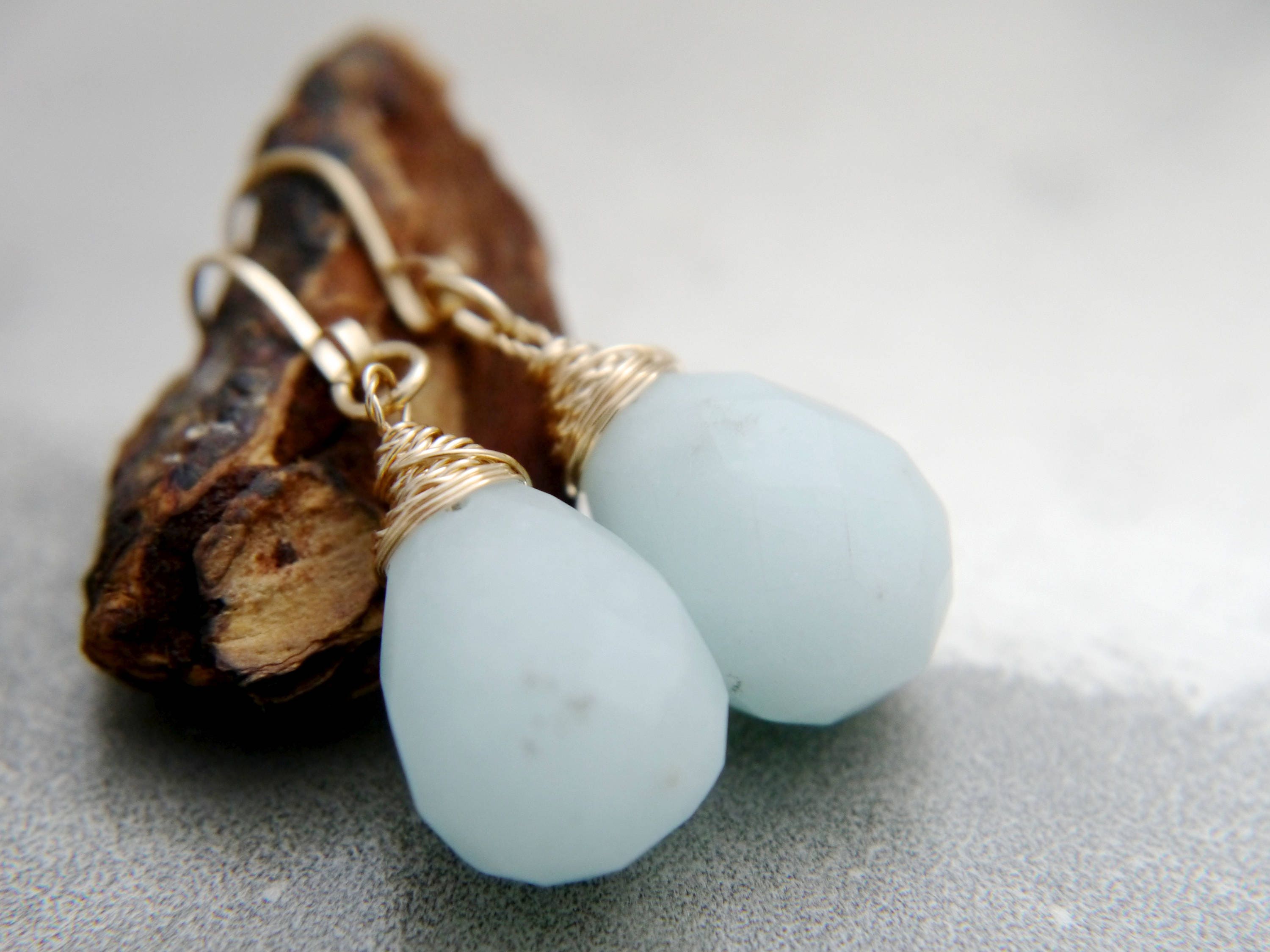Amazonite Teardrop Earrings, 14K Gold Filled Simple Drop, Everyday Jewelry