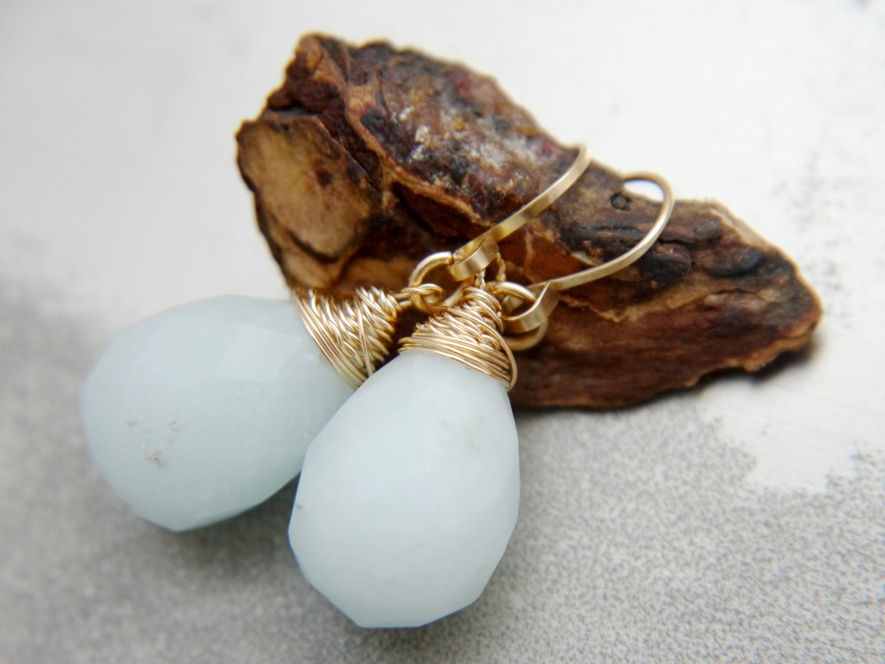 Amazonite Teardrop Earrings, 14K Gold Filled Simple Drop, Everyday Jewelry