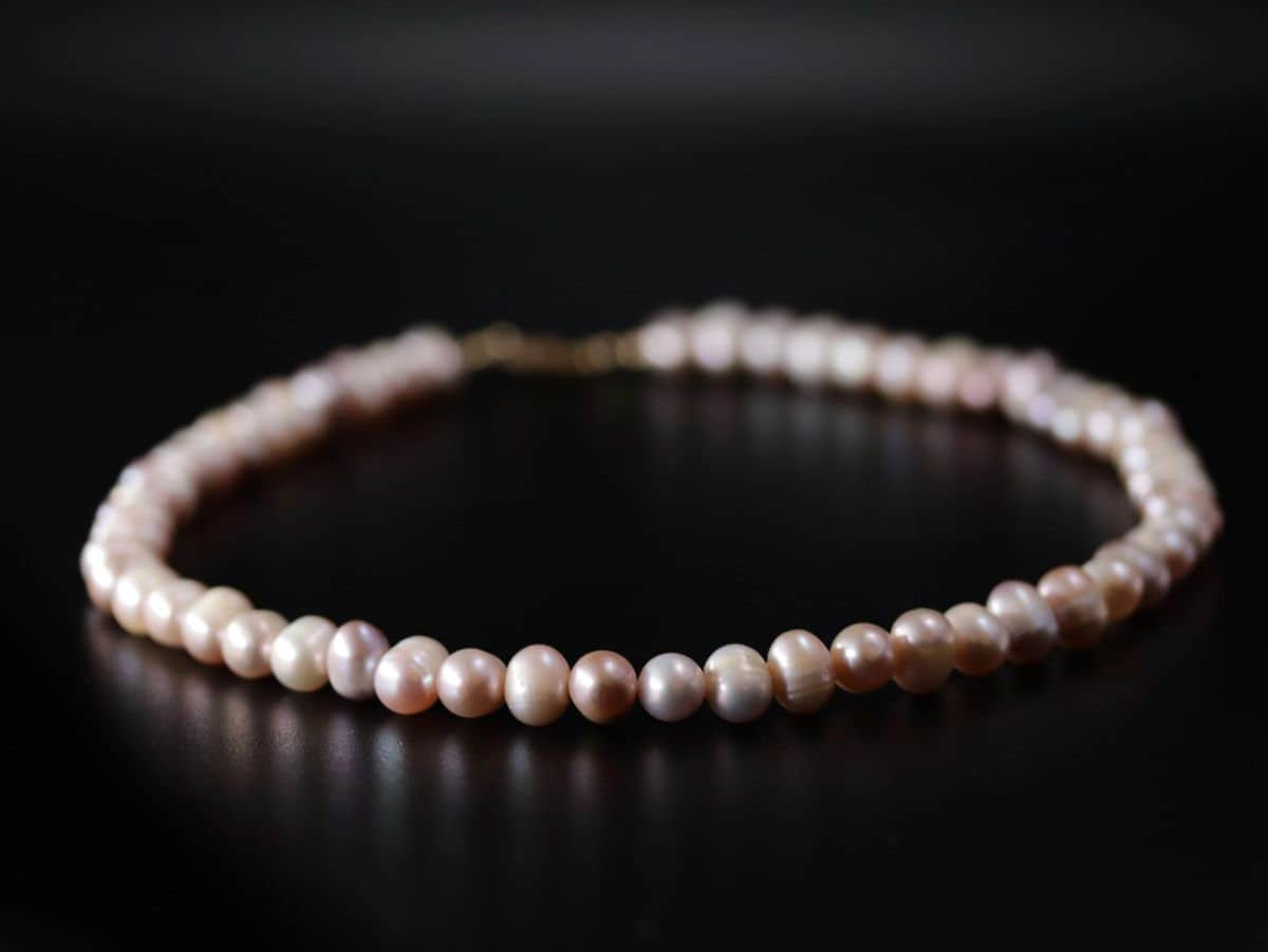 Pink Freshwater Pearl Strand Gemstone Necklace, 14K Gold Filled, Bridal