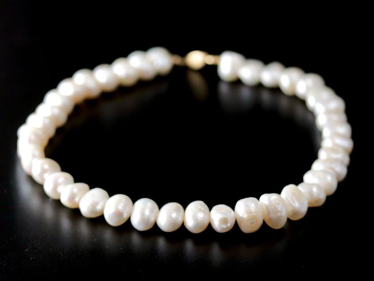White Freshwater Pearl Strand Gemstone Necklace, 14K Gold Filled, Bridal
