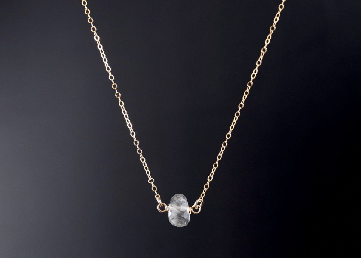 Green Amethyst Pendant Gemstone Necklace, 14K Gold Filled Minimalist Jewelry