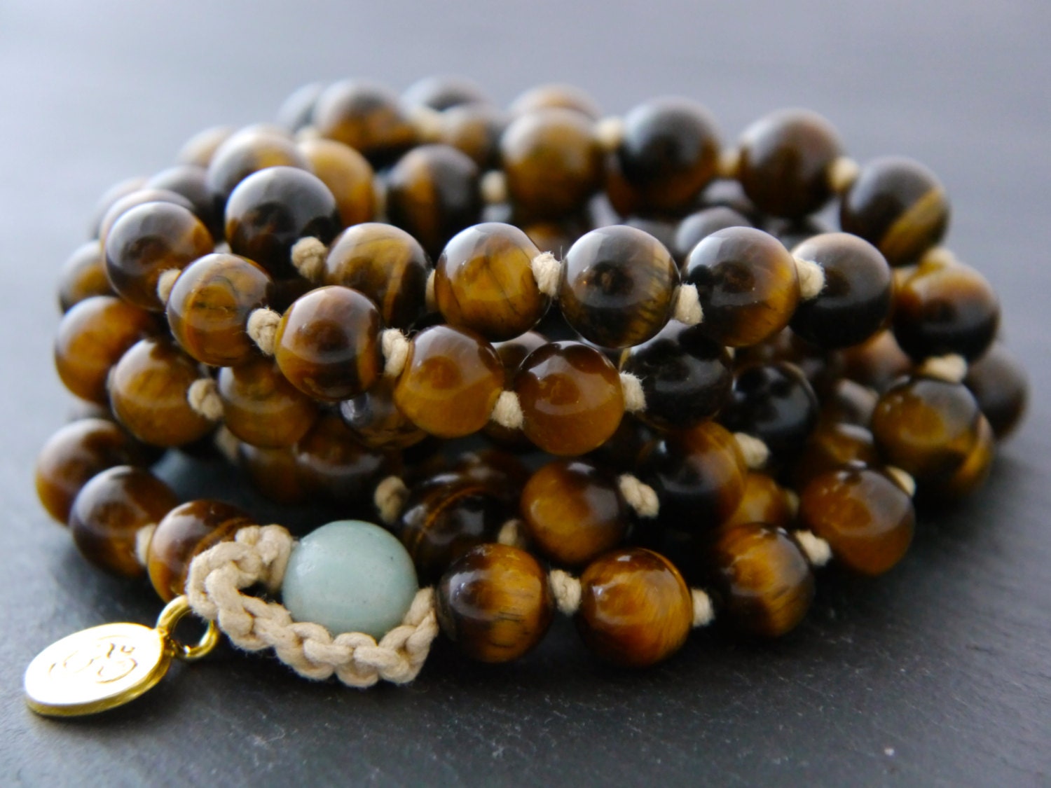 Brown Tiger’s Eye 108 Mala Bead , Wrap, Hand Knotted Tibetan Prayer Beads