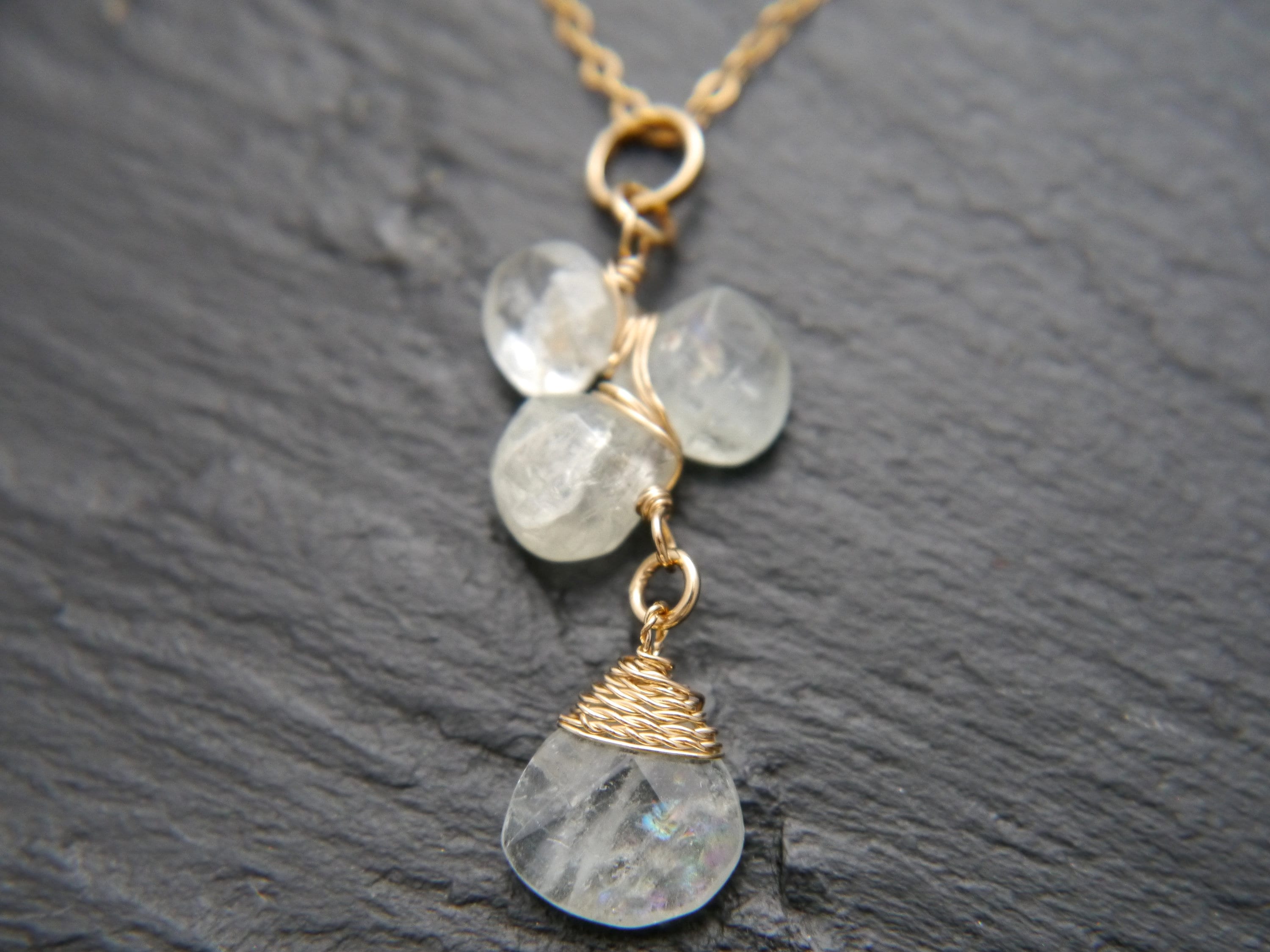 Aquamarine Flower Pendant Gemstone Necklace, 14K Gold Filled, Bridal