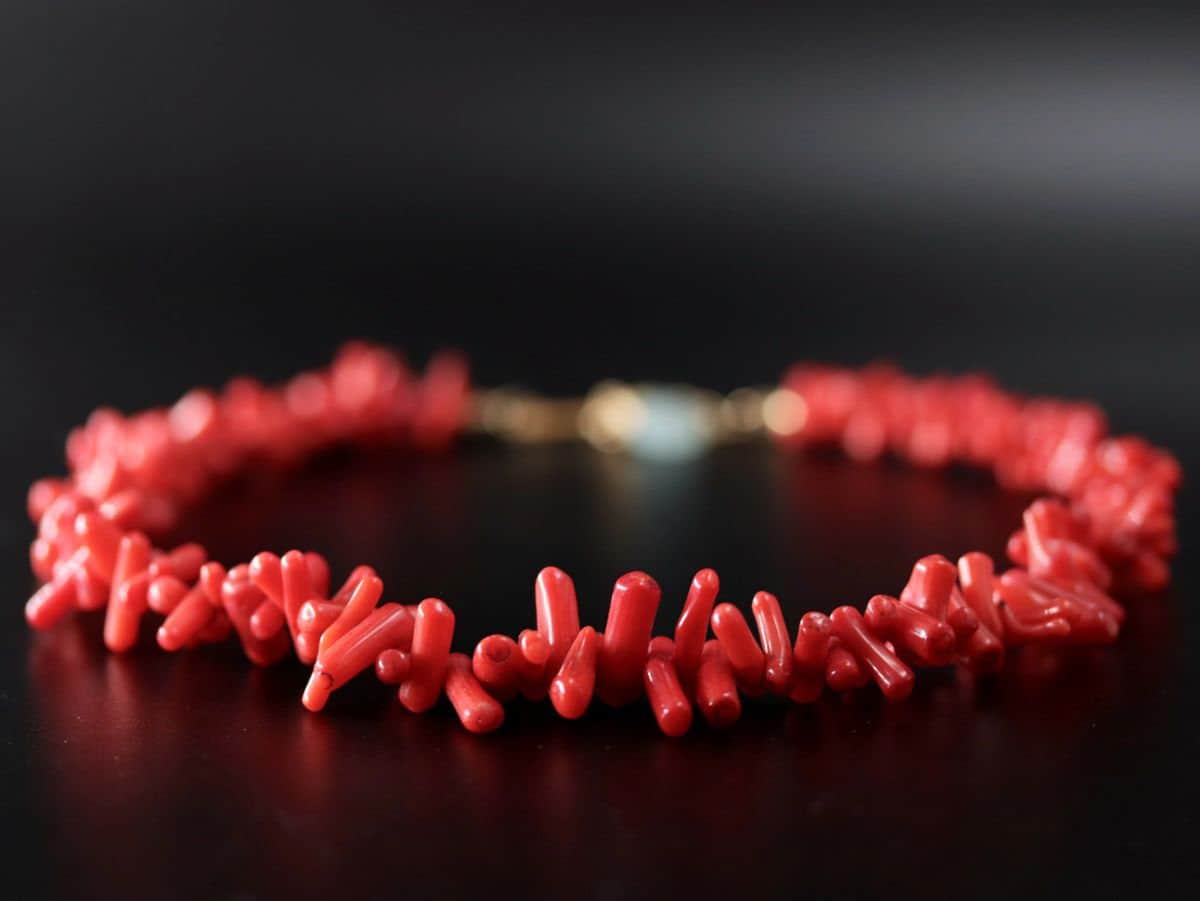 Red Coral Branch Gemstone Necklace, 14K Gold Filled Statement Jewelry