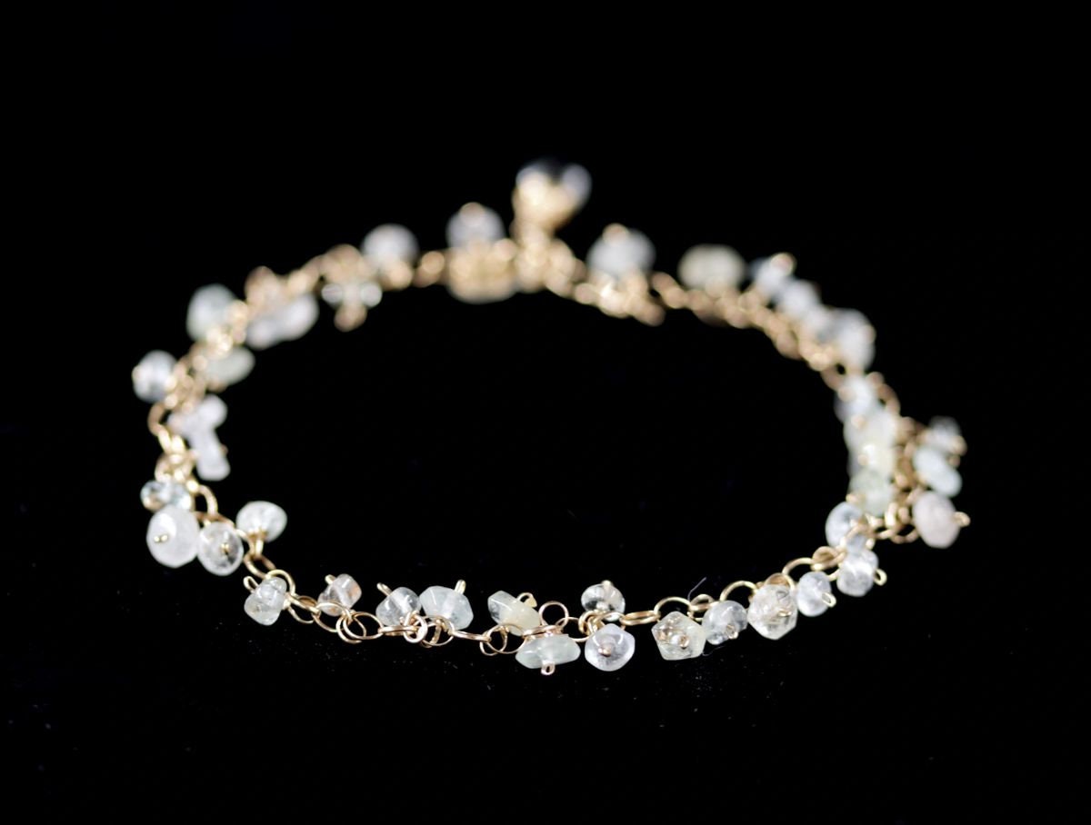 Citrine Gemstone Rosary Chain Gemstone Bracelet, 14K Gold Filled Bridal Jewelry
