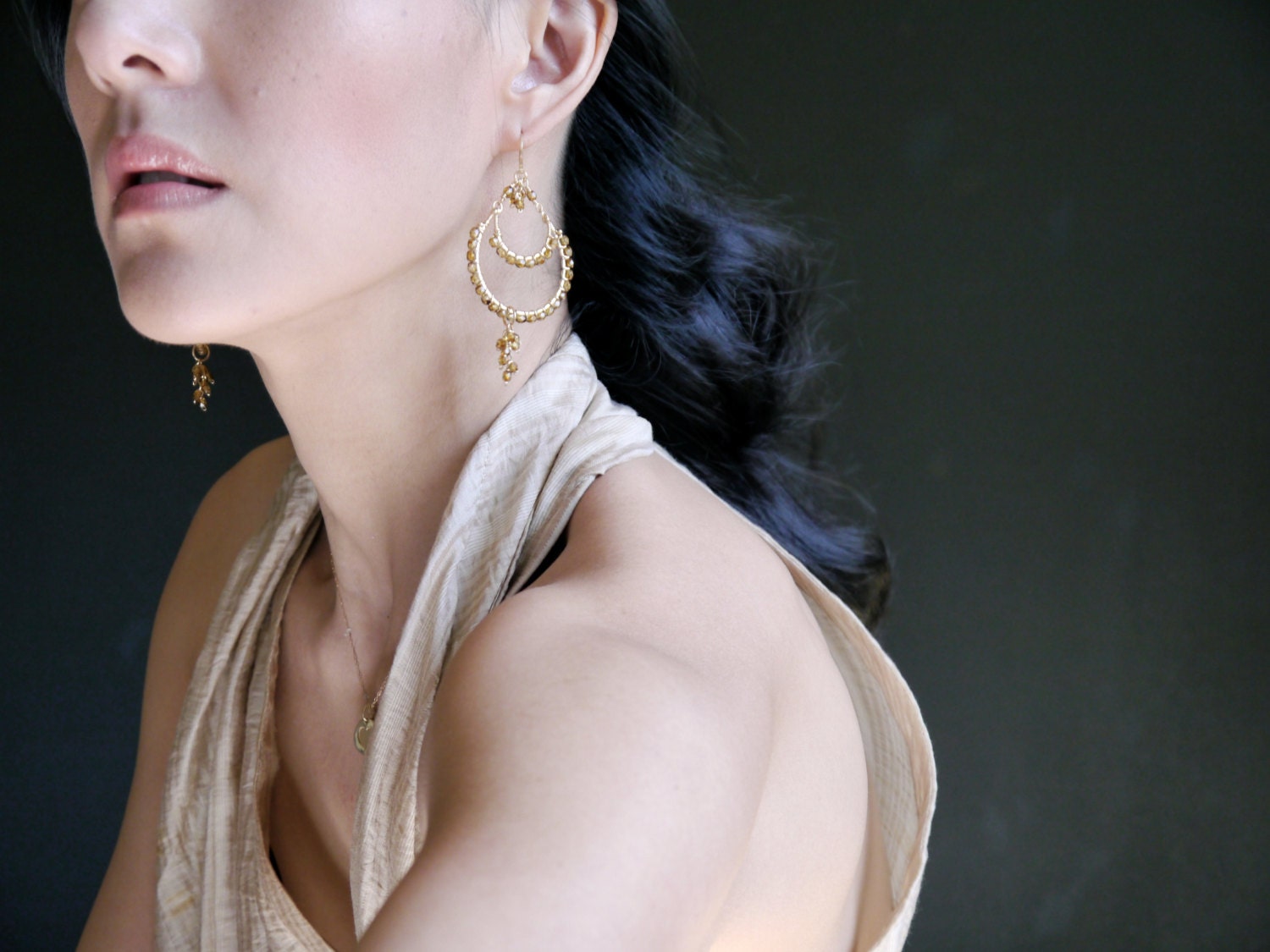 Tortoiseshell Chandelier Gemstone Earrings, 14K Gold Filled Bohemian Style