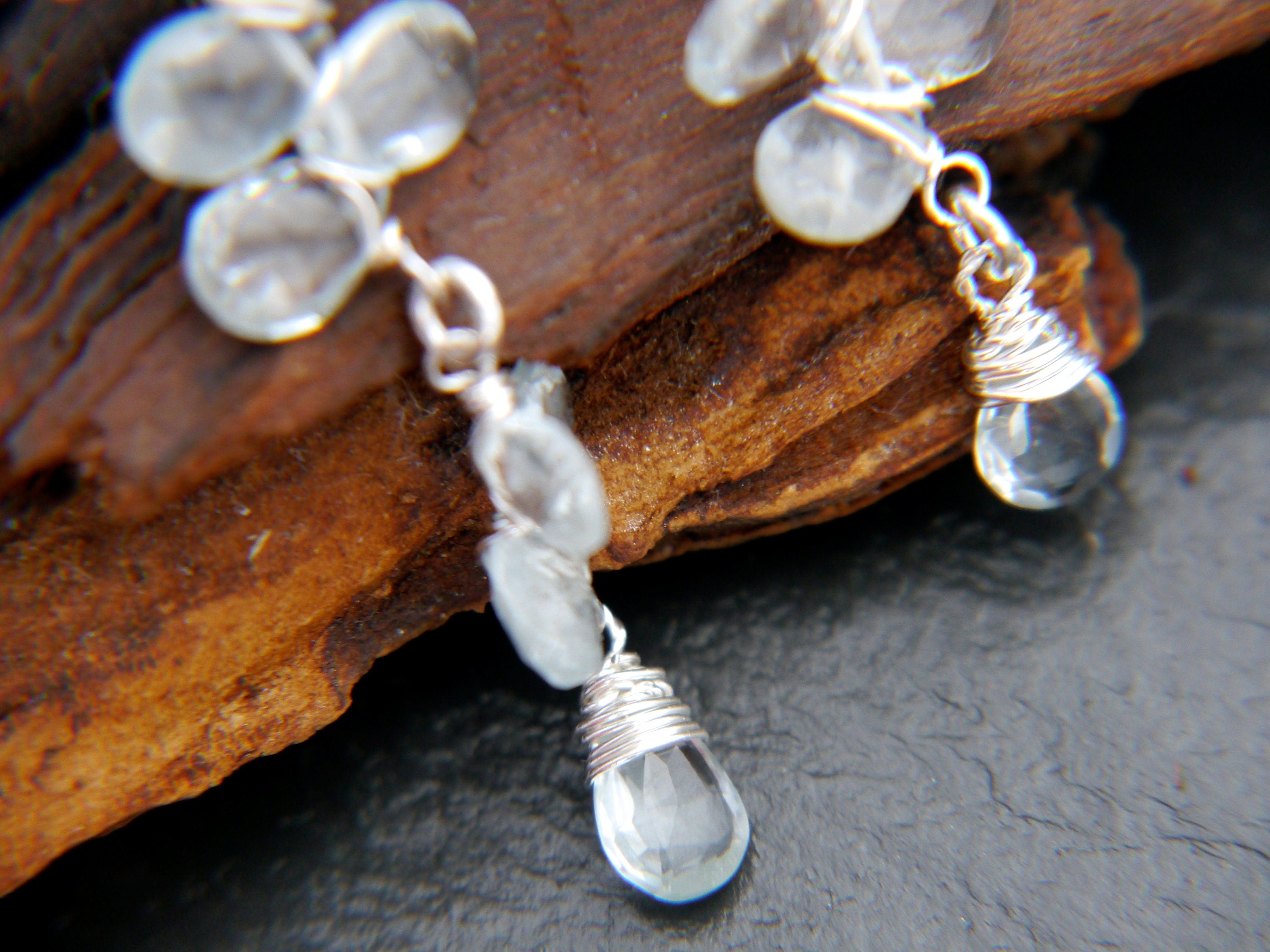 Aquamarine Pearl Long Dangle Chandelier Gemstone Earrings, Sterling Silverr Bridal Jewelry