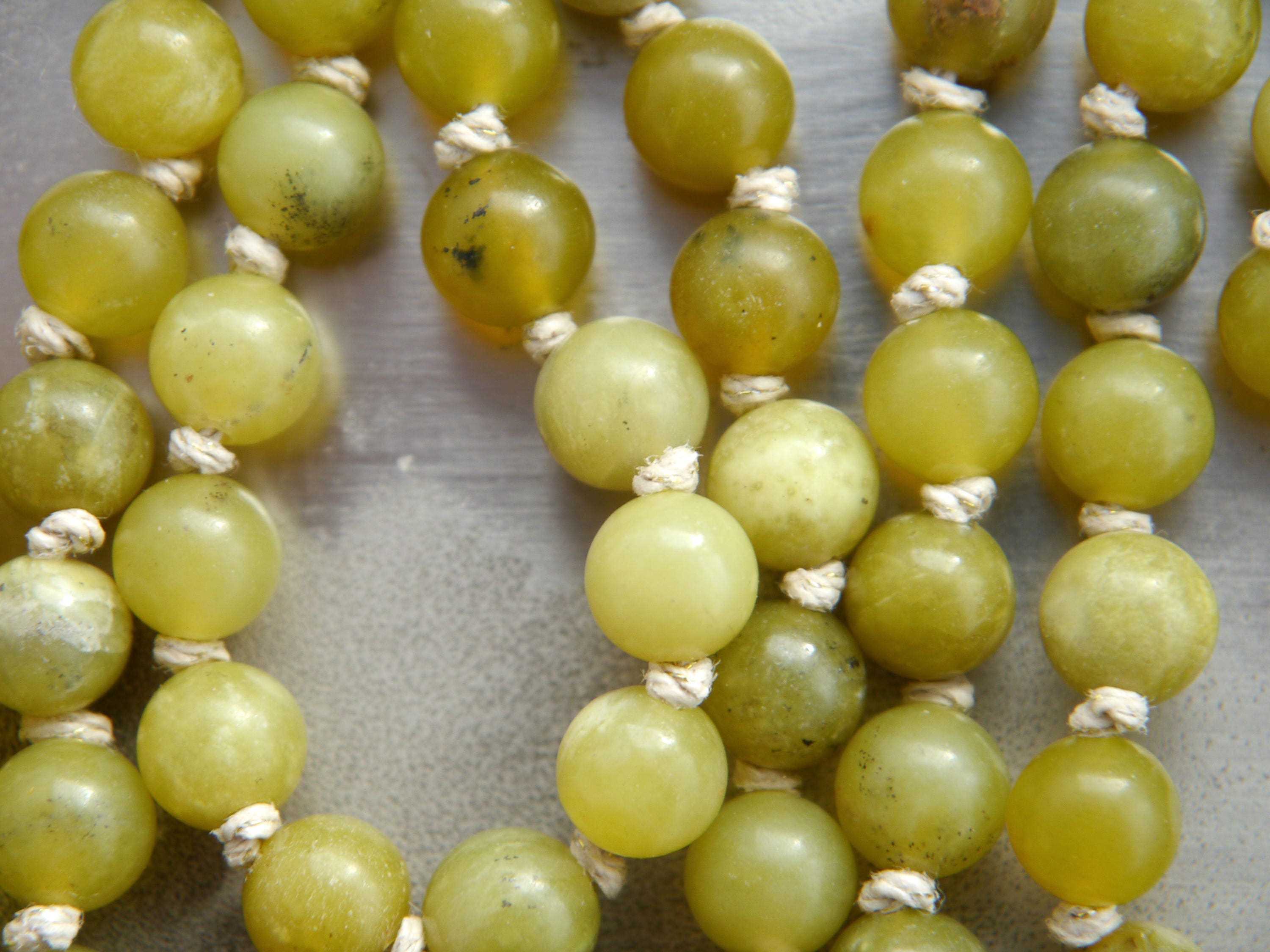 Olive Green Serpentine Mala Beads, 108 Gemstone Beads, Wrap, Hand Knotted
