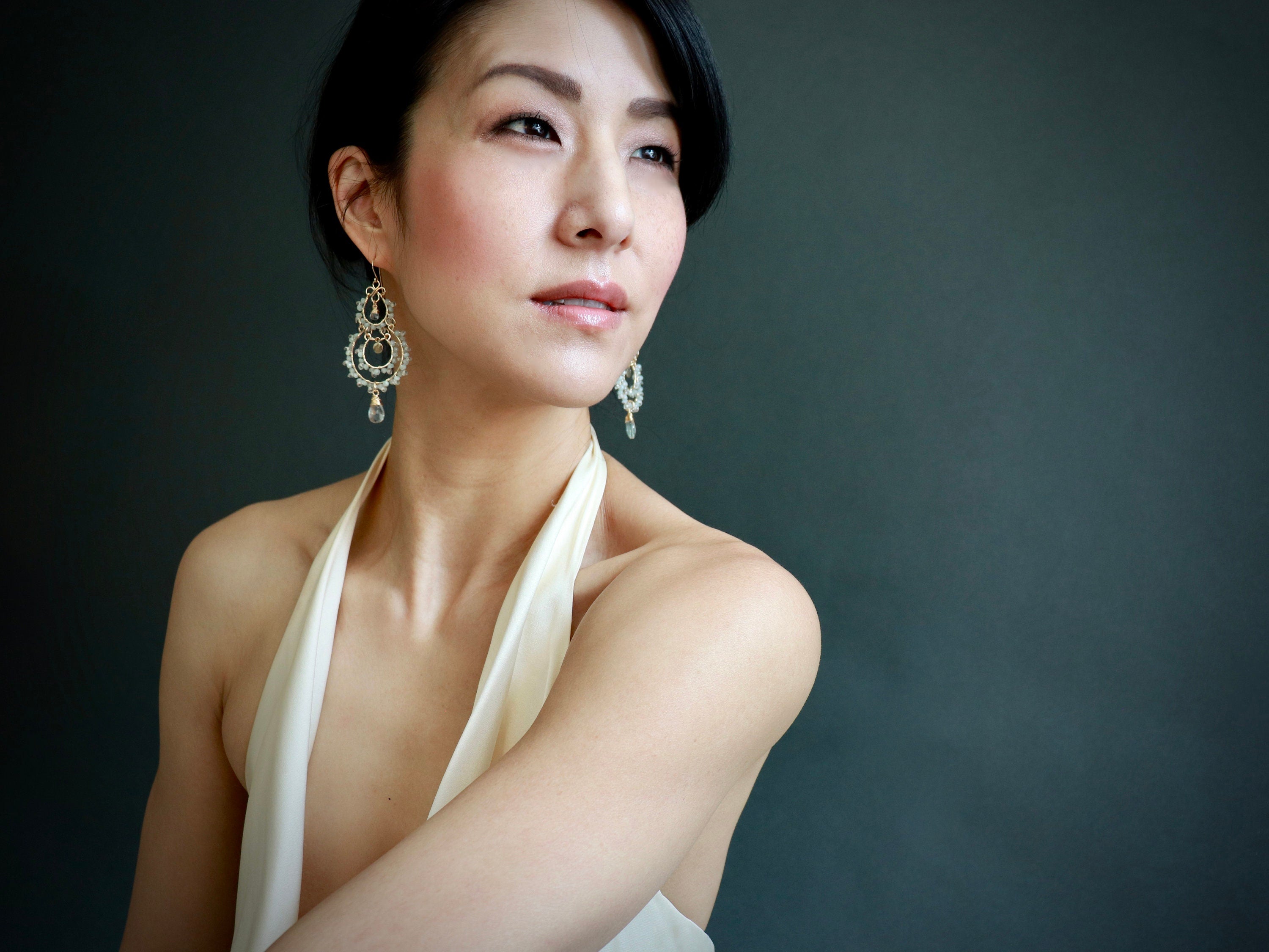 Aquamarine Bridal Chandelier Earrings, 14K Gold Filled Wedding Dangle, Elegant Bridal Jewelry