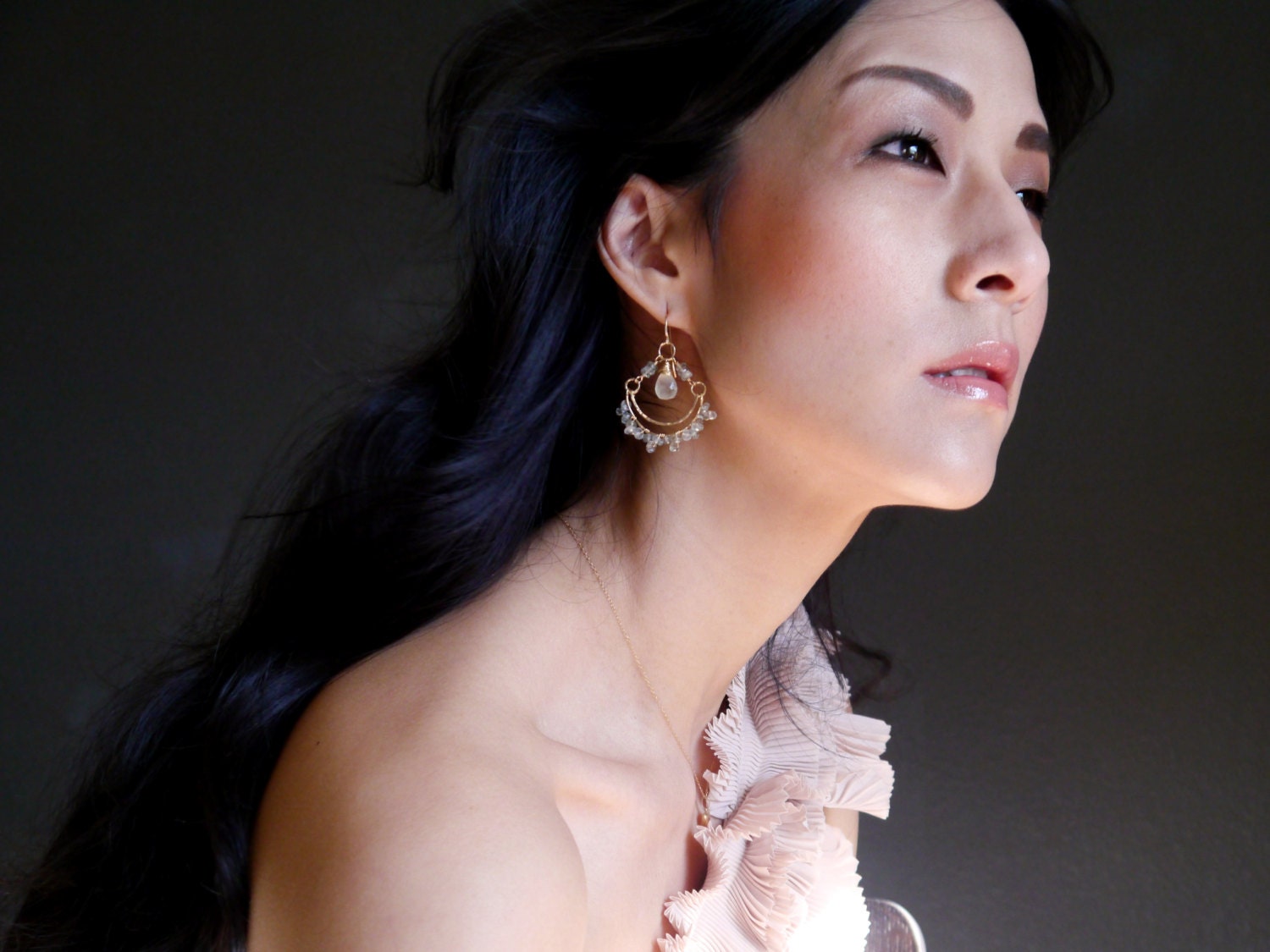 Aquamarine Citrine Floral Chandelier Gemstone Earrings, 14K Gold Filled Ethereal