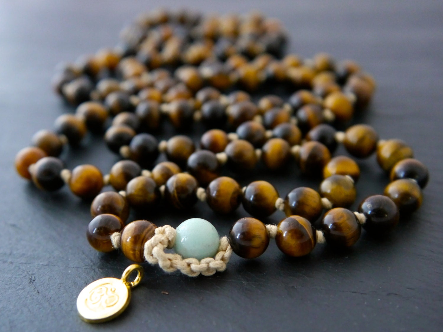 Brown Tiger’s Eye 108 Mala Bead , Wrap, Hand Knotted Tibetan Prayer Beads