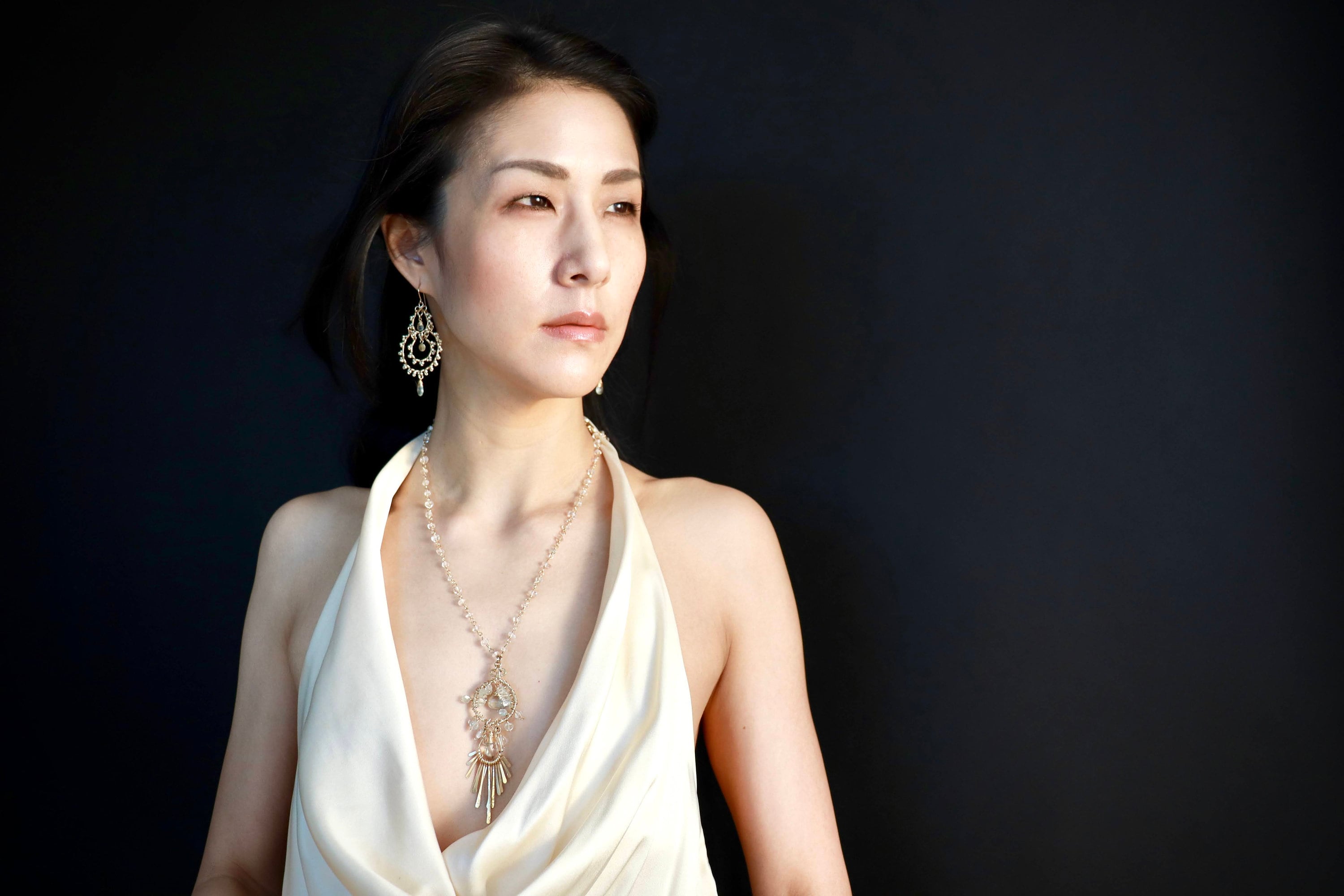 Champagne Chandelier Gemstone Earrings, 14K Gold Filled Bohemian Wedding