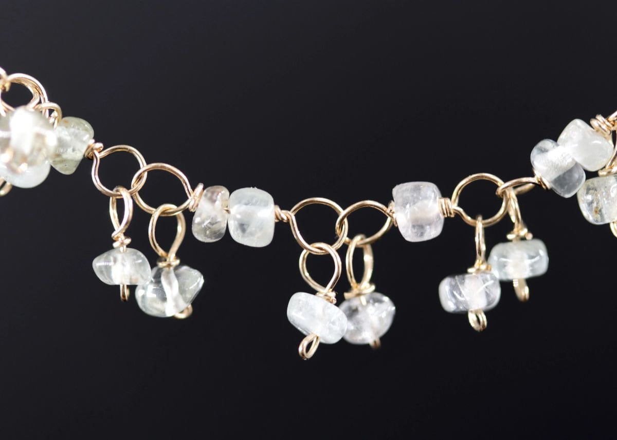 Aquamarine Rosary Chain Gemstone Necklace, 14K Gold Filled, Bohemian Wedding