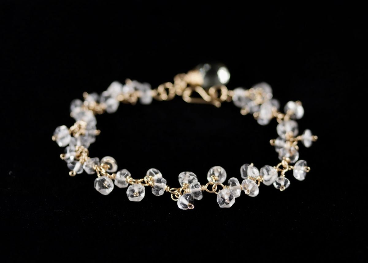 Citrine  Rosary Chain Gemstone Bracelet: 14K Gold Filled Fringe Bridal Jewelry