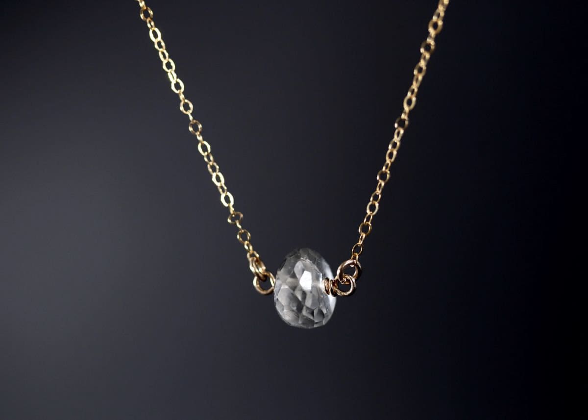 Green Amethyst Pendant Gemstone Necklace, 14K Gold Filled Minimalist Jewelry