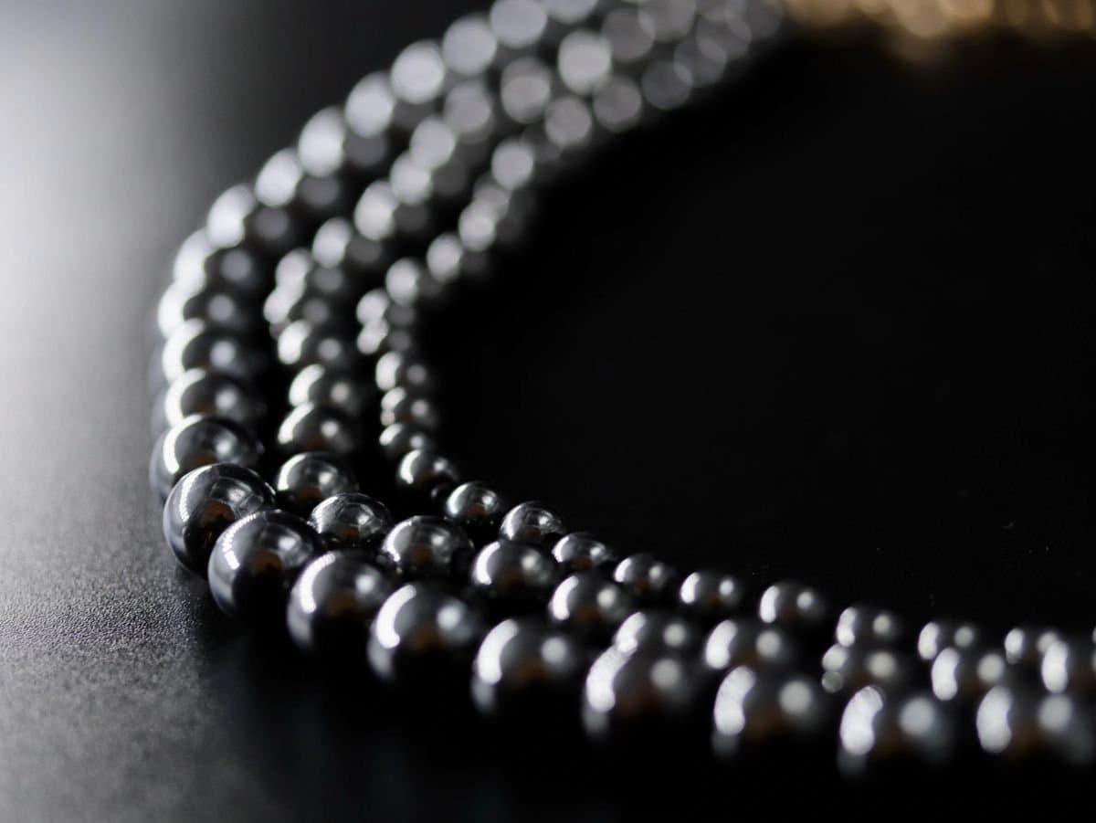 Hematite Multi Strand Bib Necklace Gold Filled, Statement Jewelry