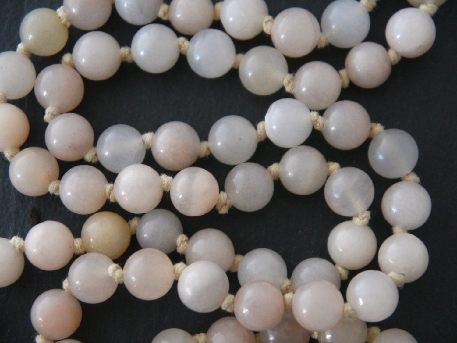 Soft Pink Aventurine Mala Beads, 108 Gemstone Beads, Wrap, Hand Knotted