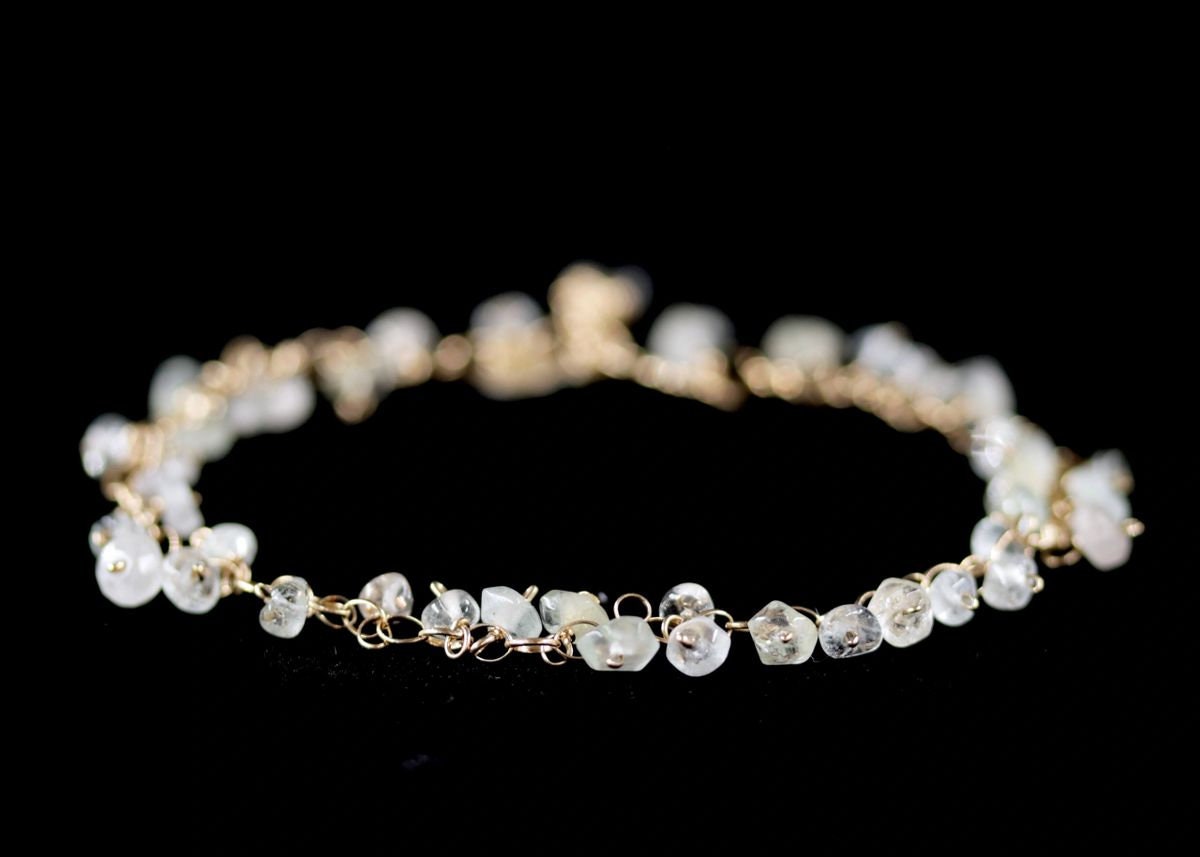 Citrine Gemstone Rosary Chain Gemstone Bracelet, 14K Gold Filled Bridal Jewelry