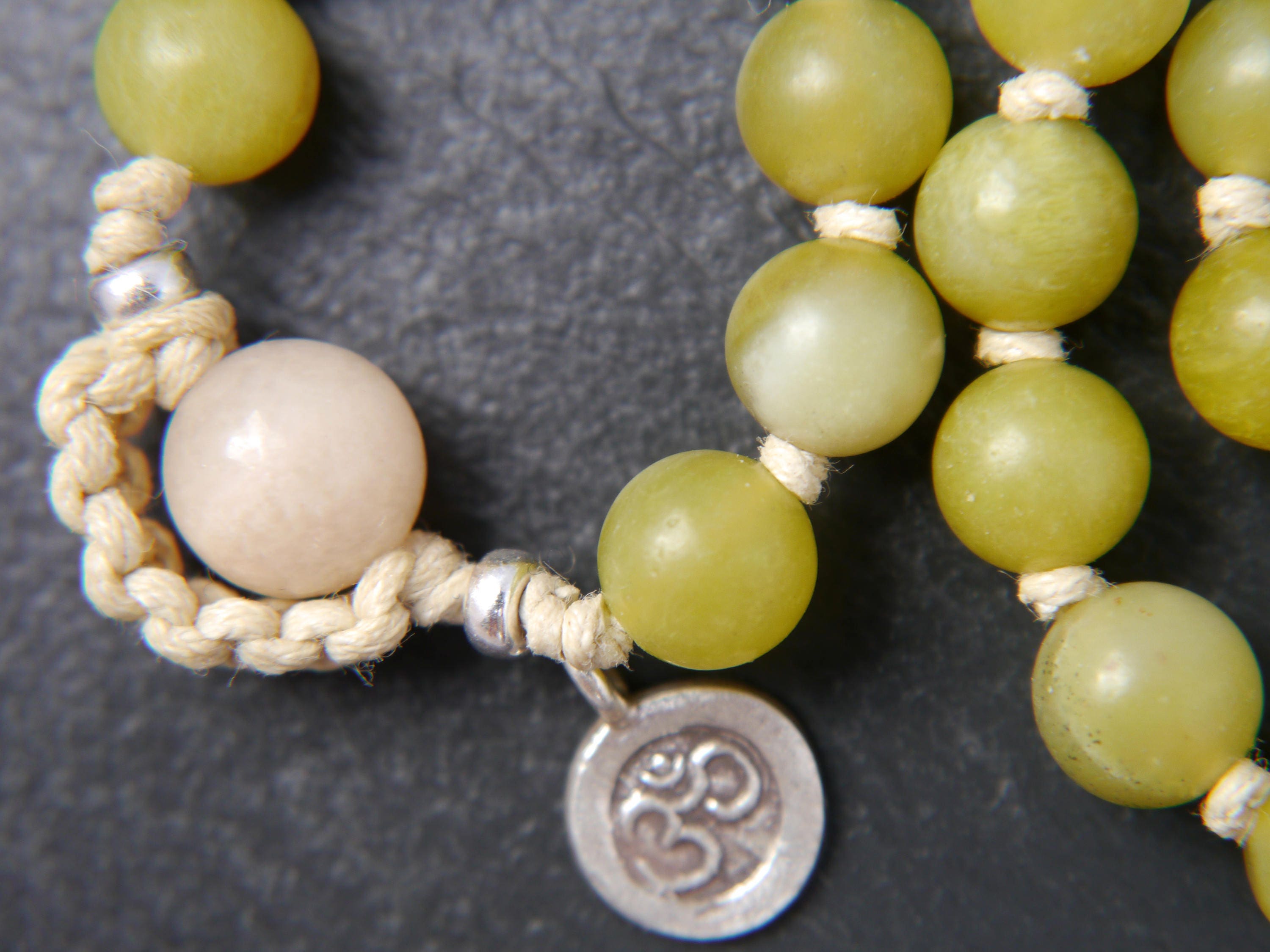 Olive Green Serpentine Mala Beads, 108 Gemstone Beads, Wrap, Hand Knotted