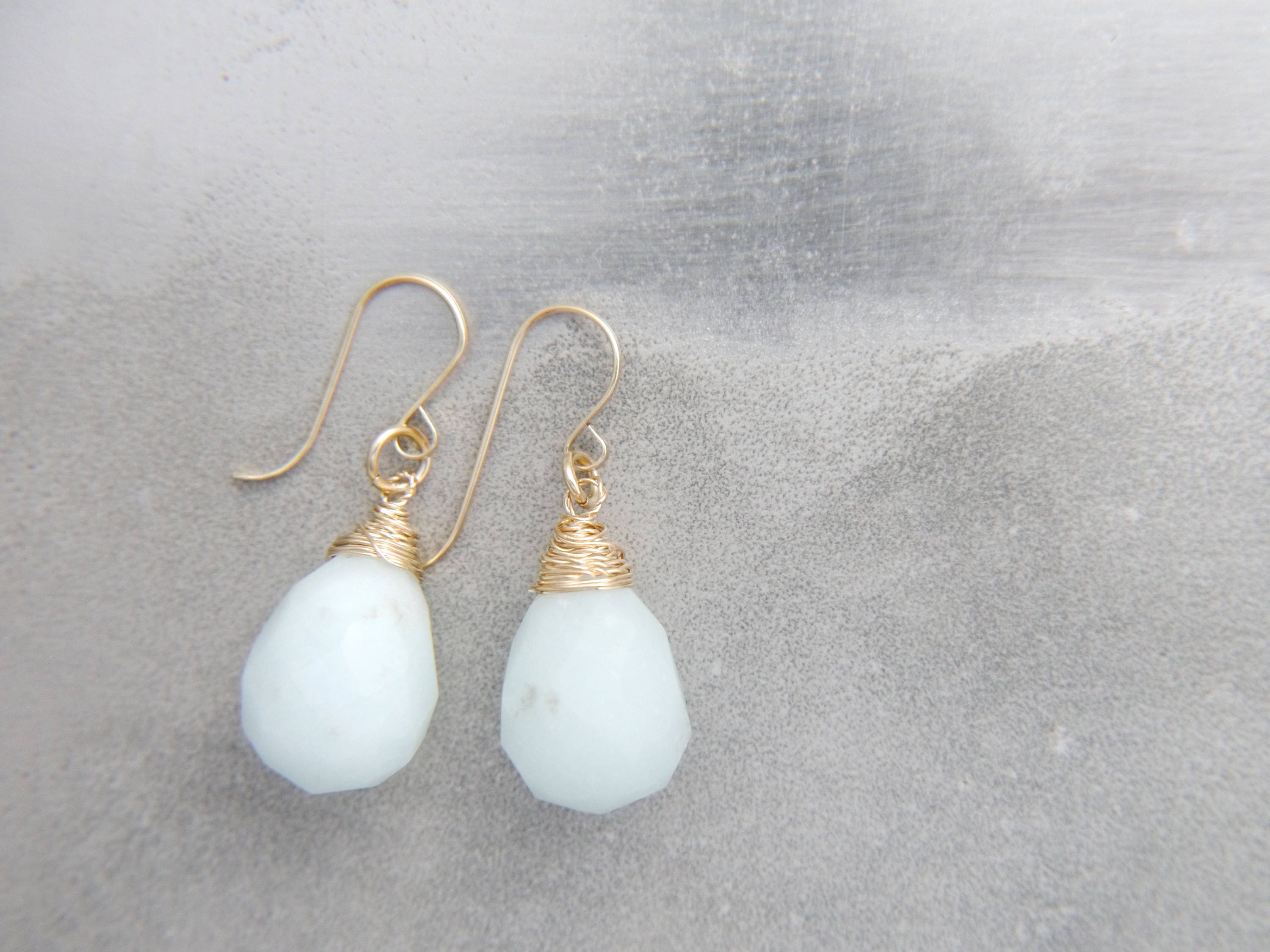 Amazonite Teardrop Earrings, 14K Gold Filled Simple Drop, Everyday Jewelry