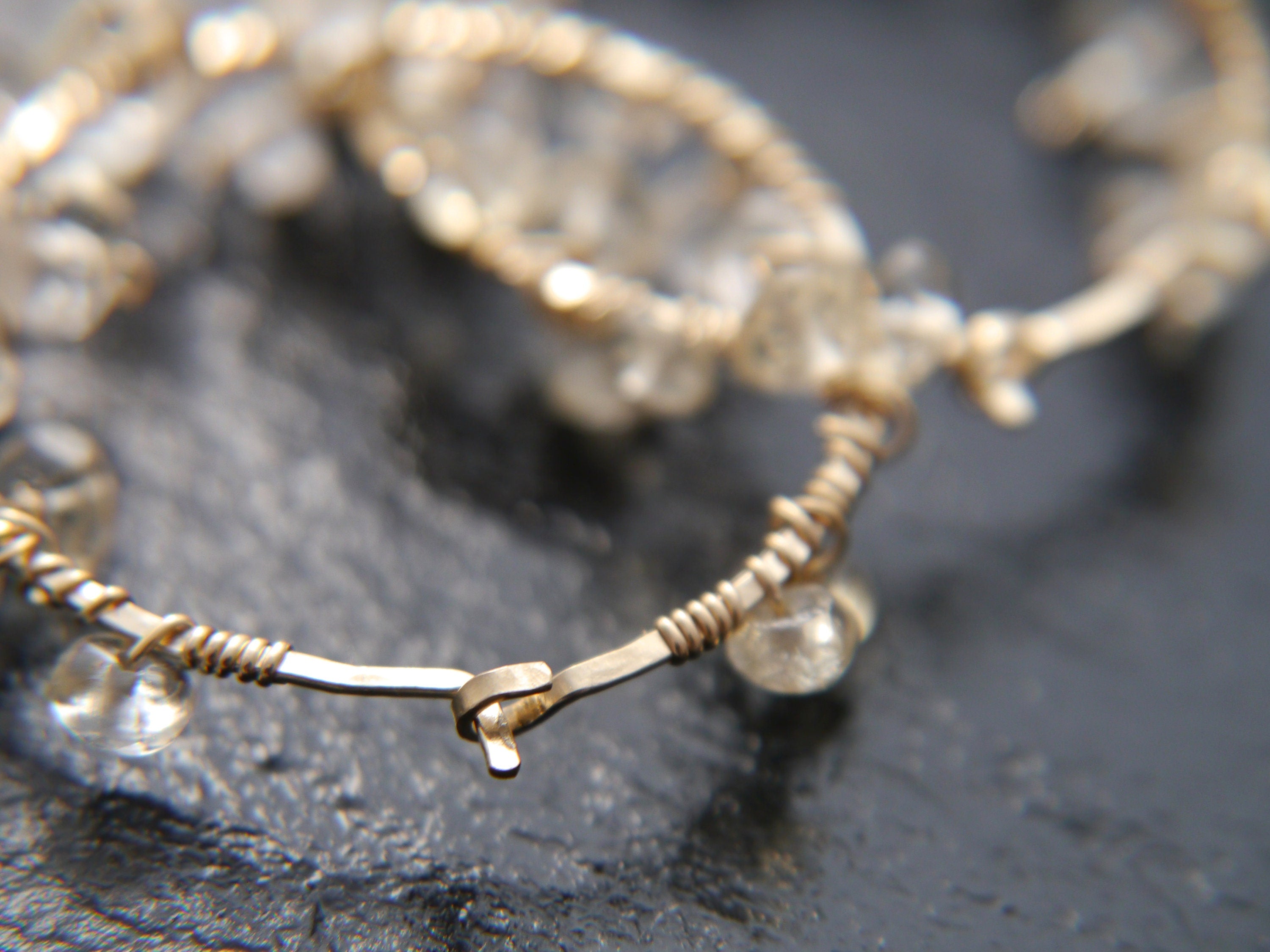 Citrine Floral Hoop Gemstone Earrings, 14K Gold Filled Boho Wedding Jewelry