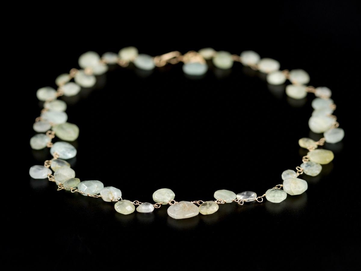 Aquamarine Floral Gemstone Necklace, 14K Gold Filled Bohemian Bride