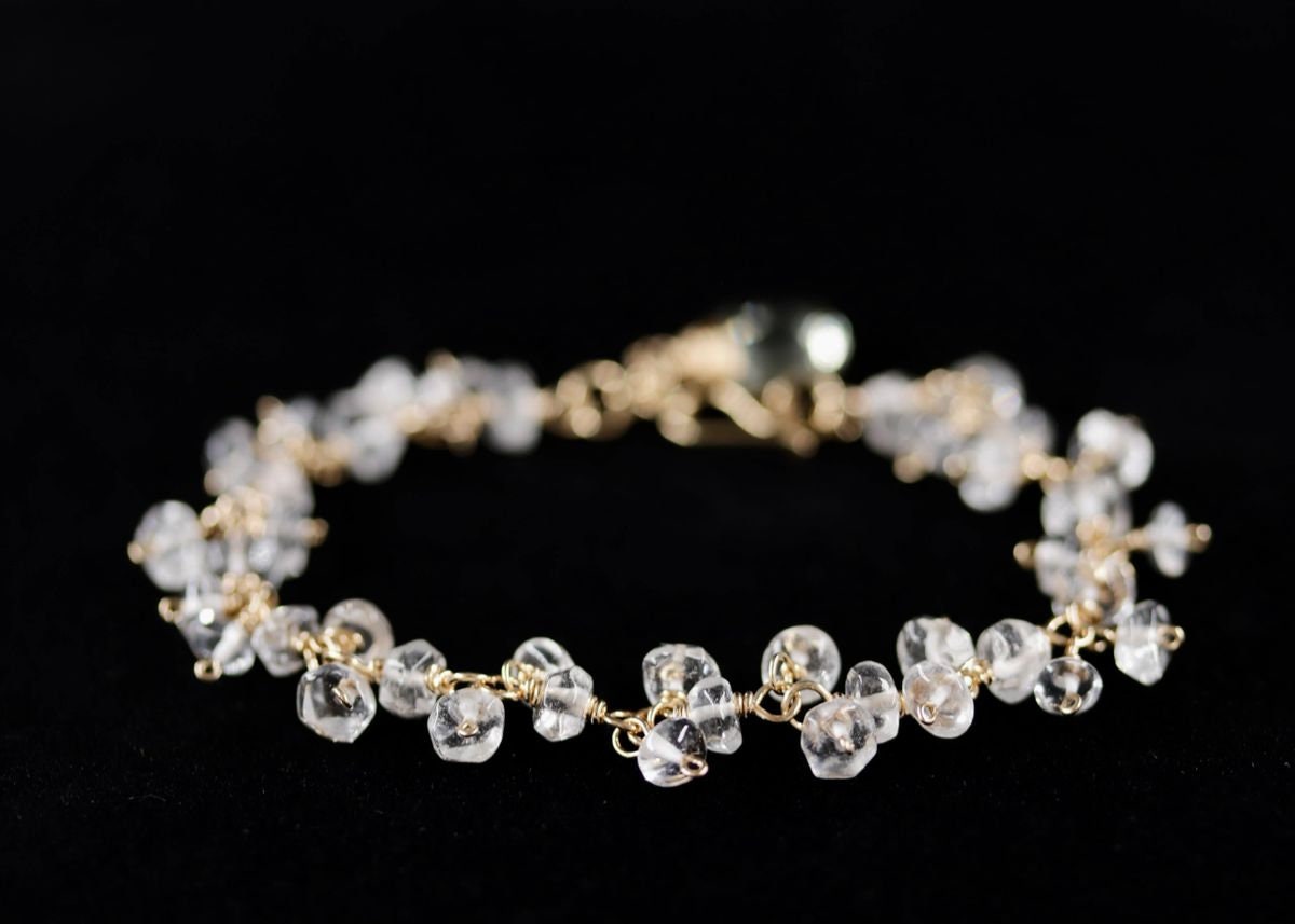 Citrine  Rosary Chain Gemstone Bracelet: 14K Gold Filled Fringe Bridal Jewelry