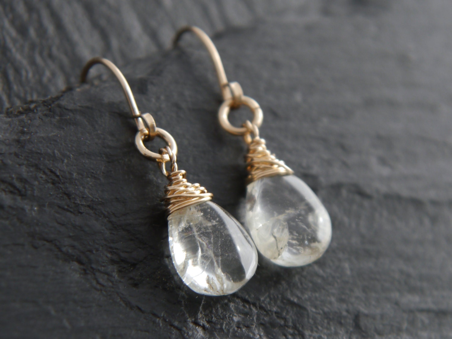 Aquamarine Teardrop Gemstone Earrings, 14K Gold Filled Boho Jewelry