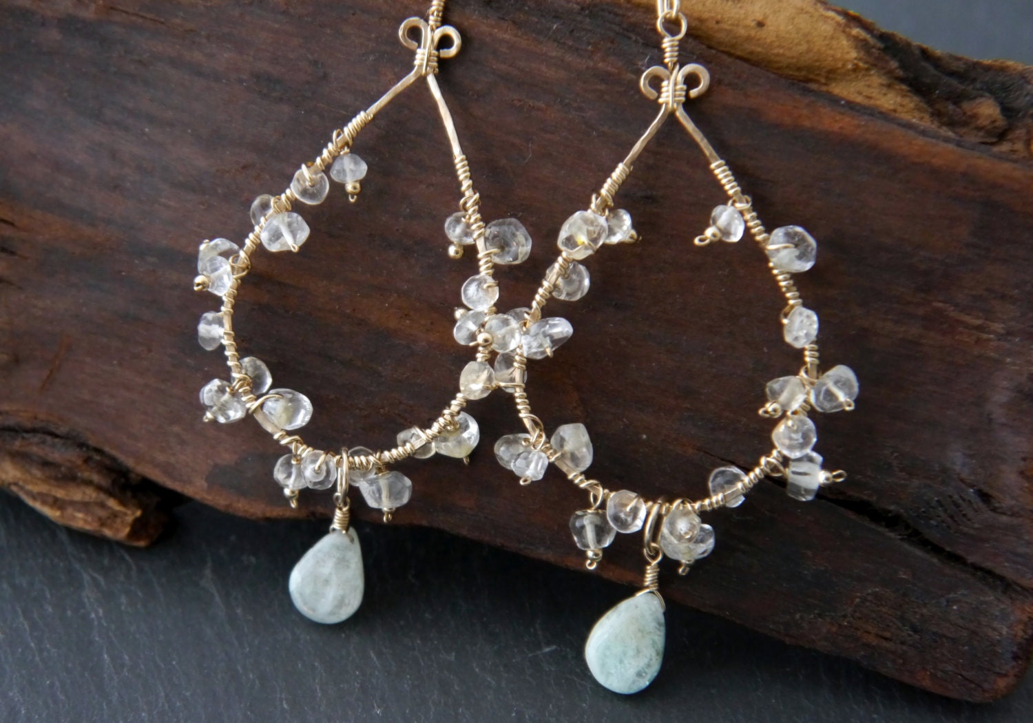 Citrine Floral Chandelier Earrings, 14K Gold Filled Dangle, Garden Statement Jewelry