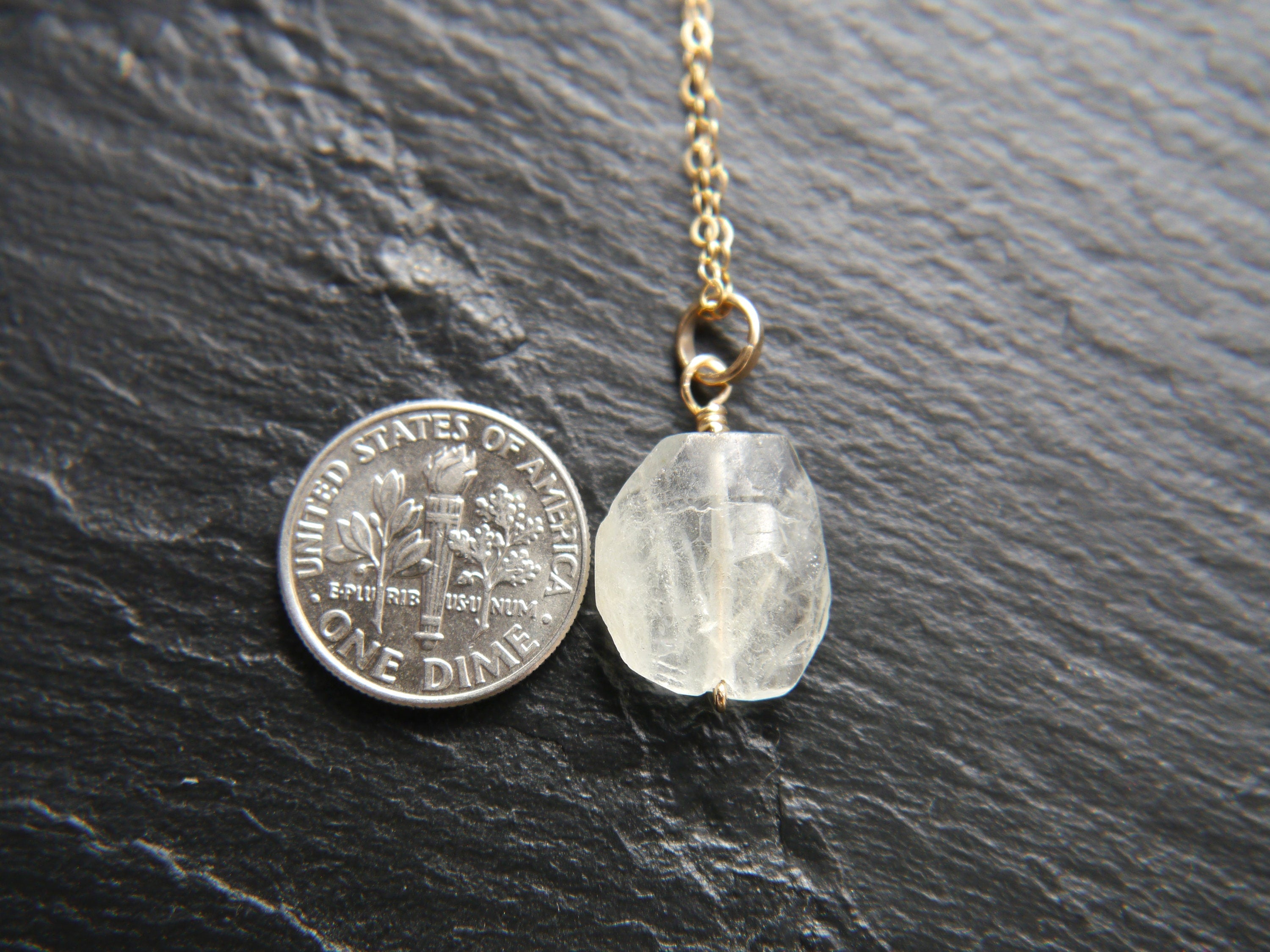 Raw Aquamarine Gemstone Pendant Necklace, 14K Gold Filled Minimalist Jewelry