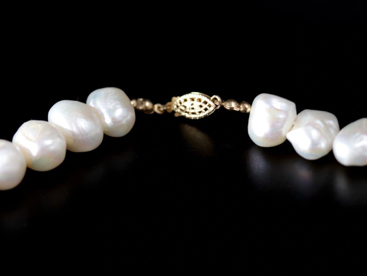 White Freshwater Pearl Strand Gemstone Necklace, 14K Gold Filled, Bridal