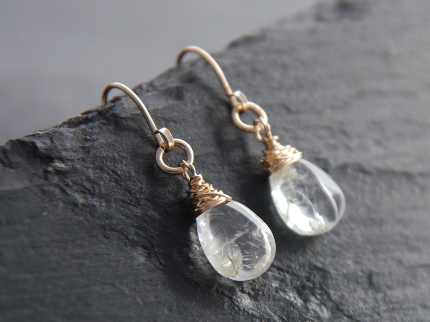 Aquamarine Teardrop Gemstone Earrings, 14K Gold Filled Boho Jewelry