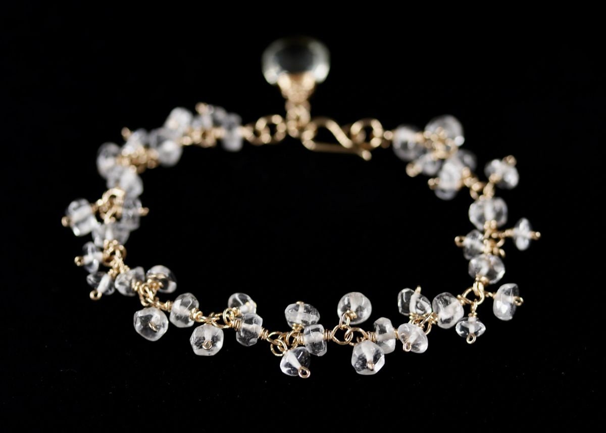 Citrine  Rosary Chain Gemstone Bracelet: 14K Gold Filled Fringe Bridal Jewelry