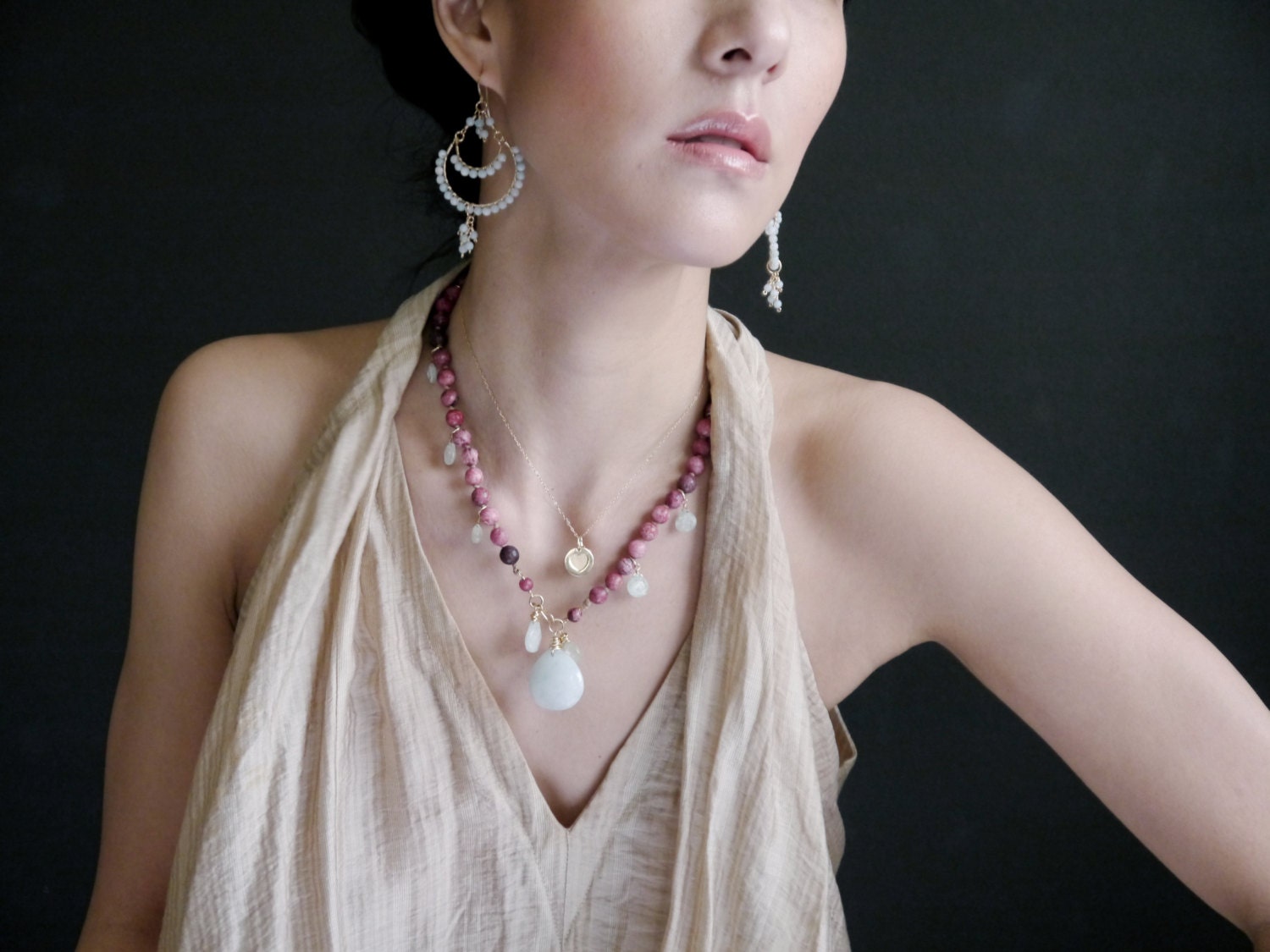 Amazonite Tiered Chandelier Earrings, 14K Gold Filled Layered Dangle, Bohemian Bridal