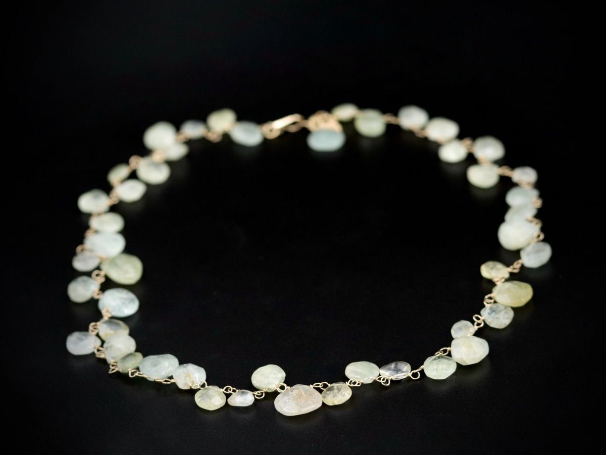 Aquamarine Floral Gemstone Necklace, 14K Gold Filled Bohemian Bride