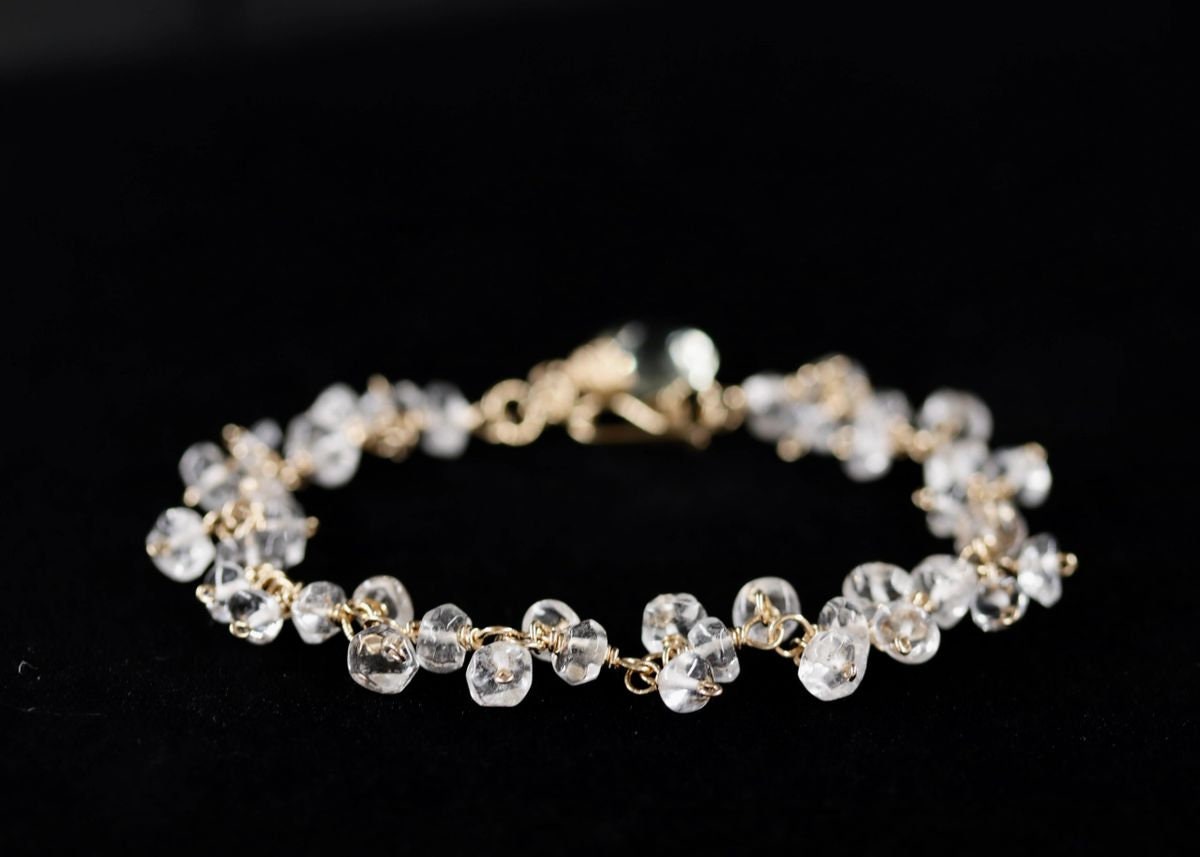 Citrine  Rosary Chain Gemstone Bracelet: 14K Gold Filled Fringe Bridal Jewelry