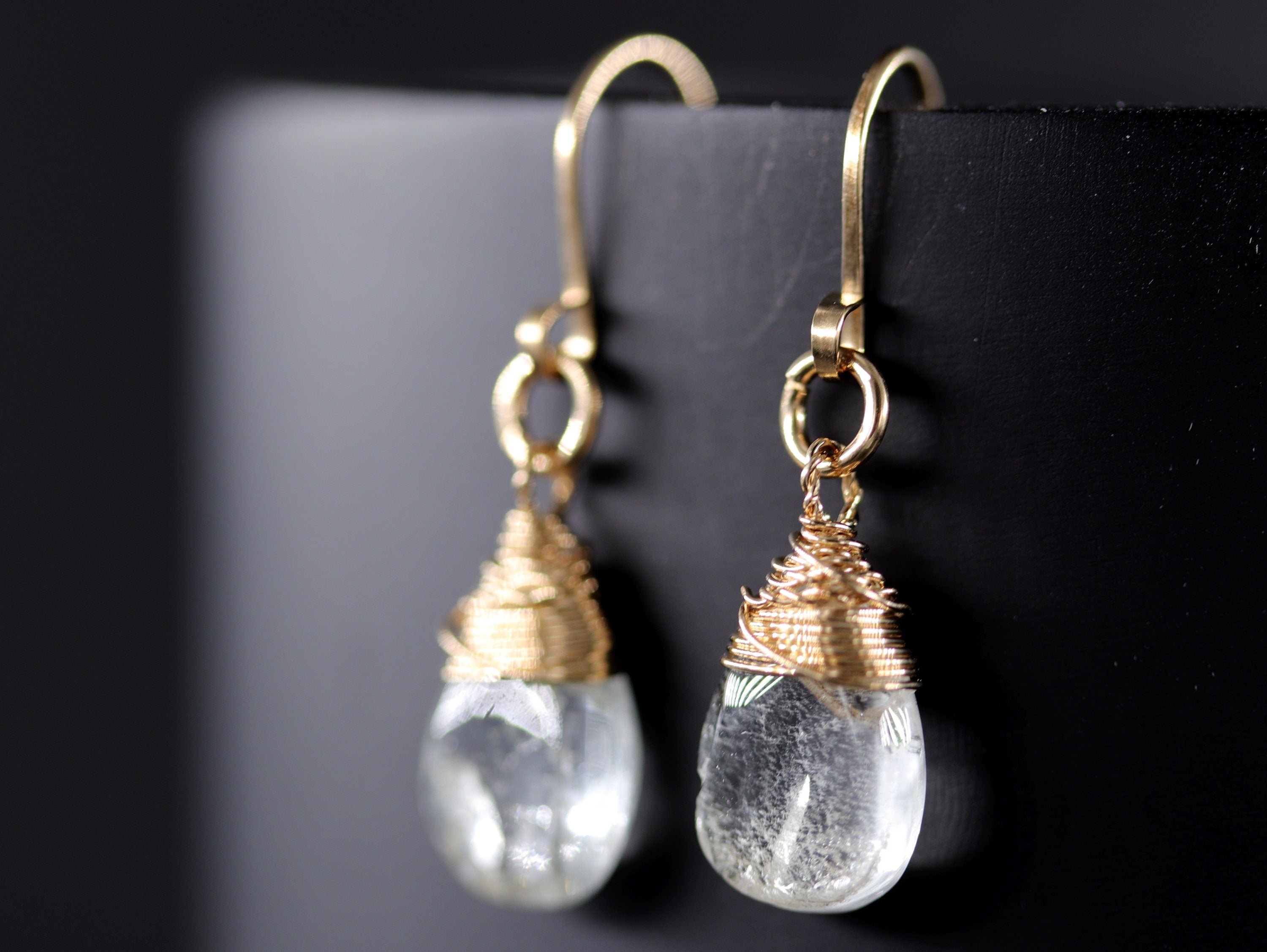 Aquamarine Teardrop Gemstone Earrings, 14K Gold Filled Boho Jewelry