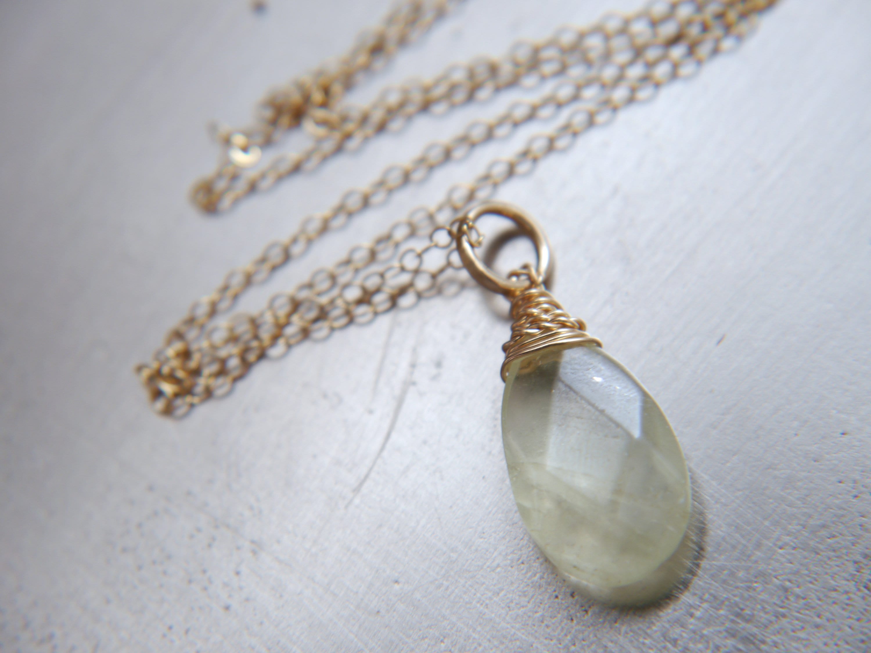 Aquamarine Pendant Gemstone Necklace, 14K Gold Filled, Minimalist Style
