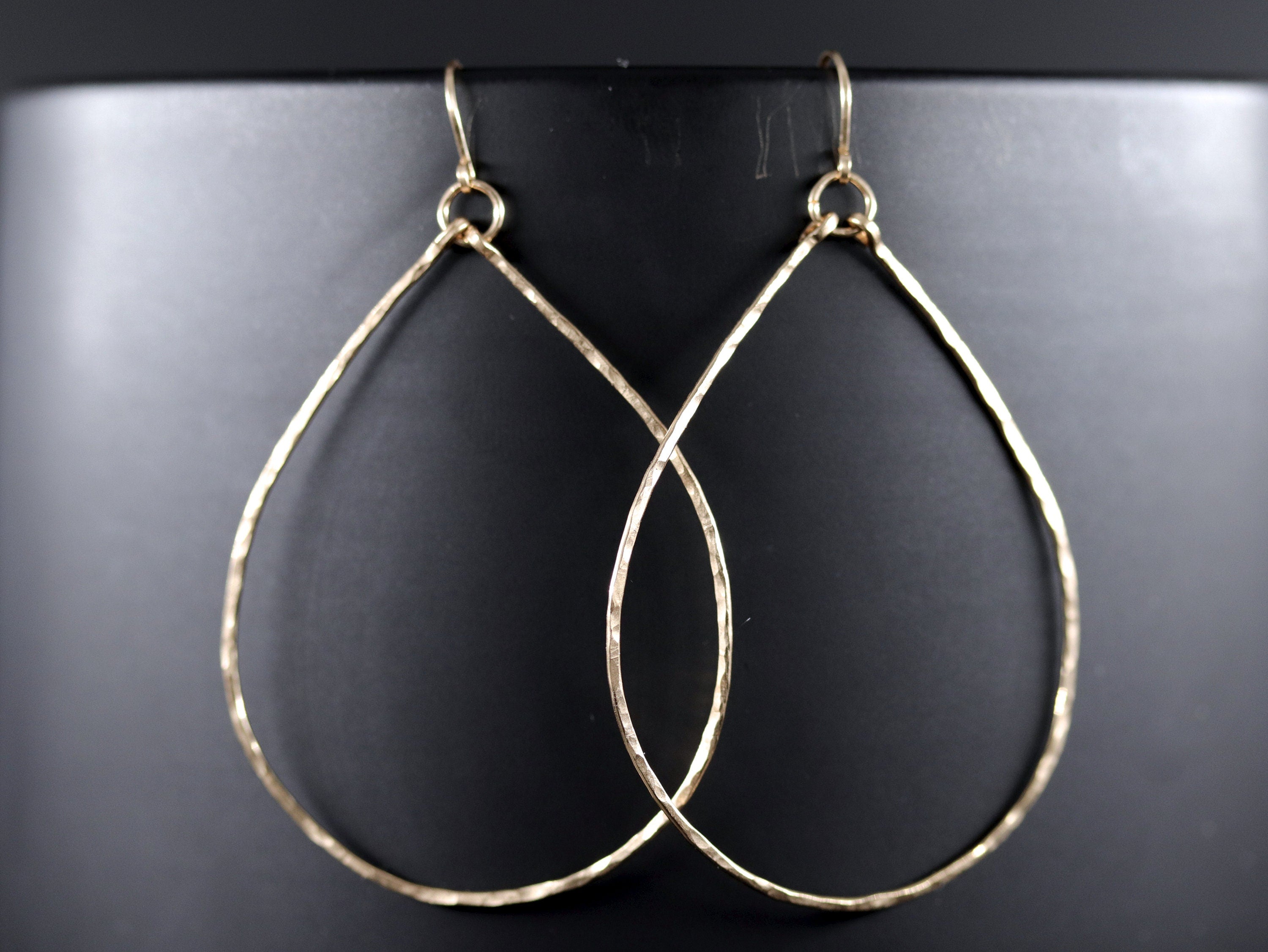 Hammered Large Hoop Earrings, 14K Gold Filled Minimalist Style