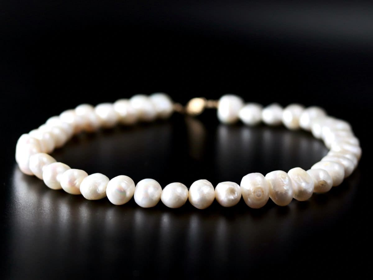White Freshwater Pearl Strand Gemstone Necklace, 14K Gold Filled, Bridal