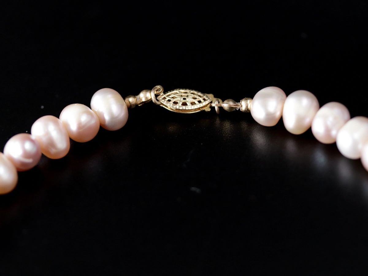 Pink Freshwater Pearl Strand Gemstone Necklace, 14K Gold Filled, Bridal