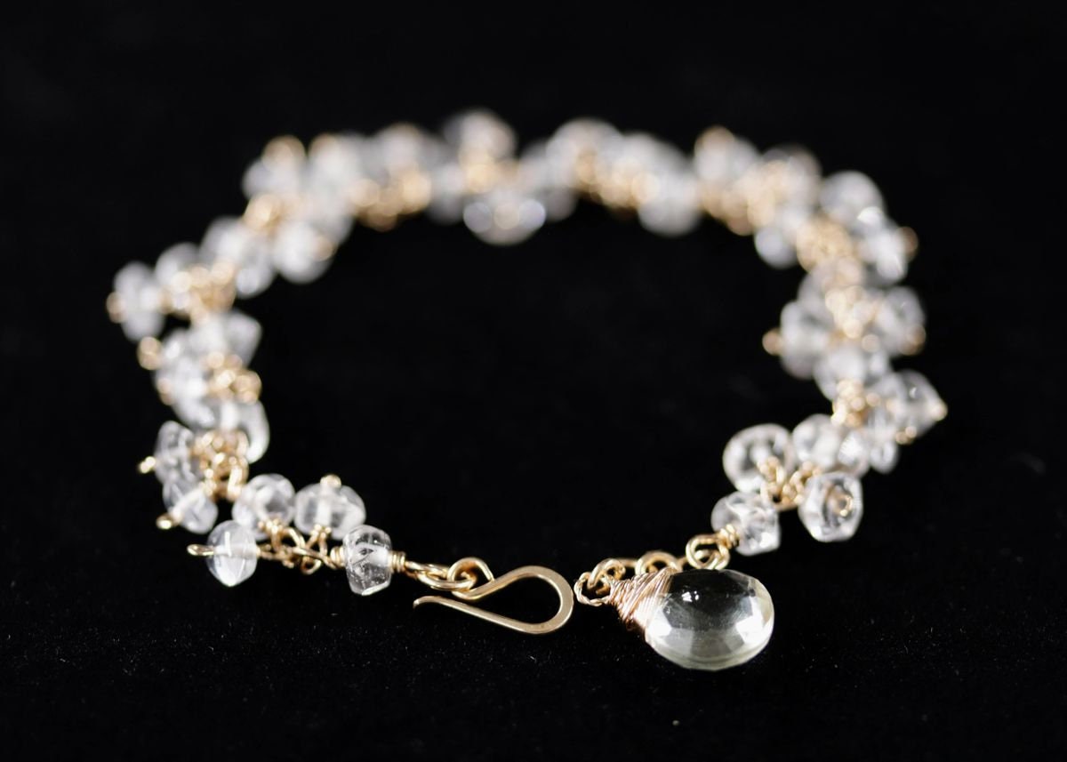 Citrine  Rosary Chain Gemstone Bracelet: 14K Gold Filled Fringe Bridal Jewelry