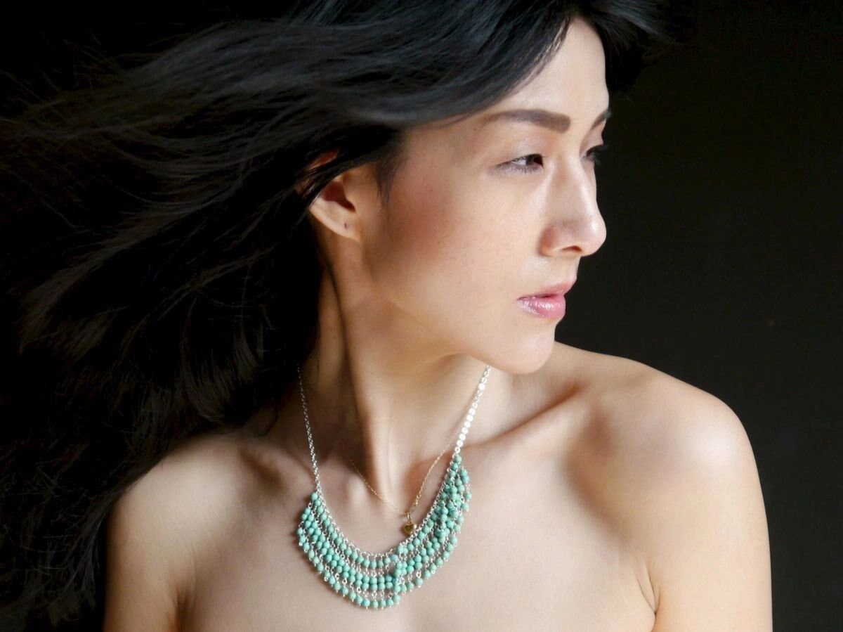 Turquoise Magnesite Fringe Bib Gemstone Necklace, Sterling Silver, Bohemian