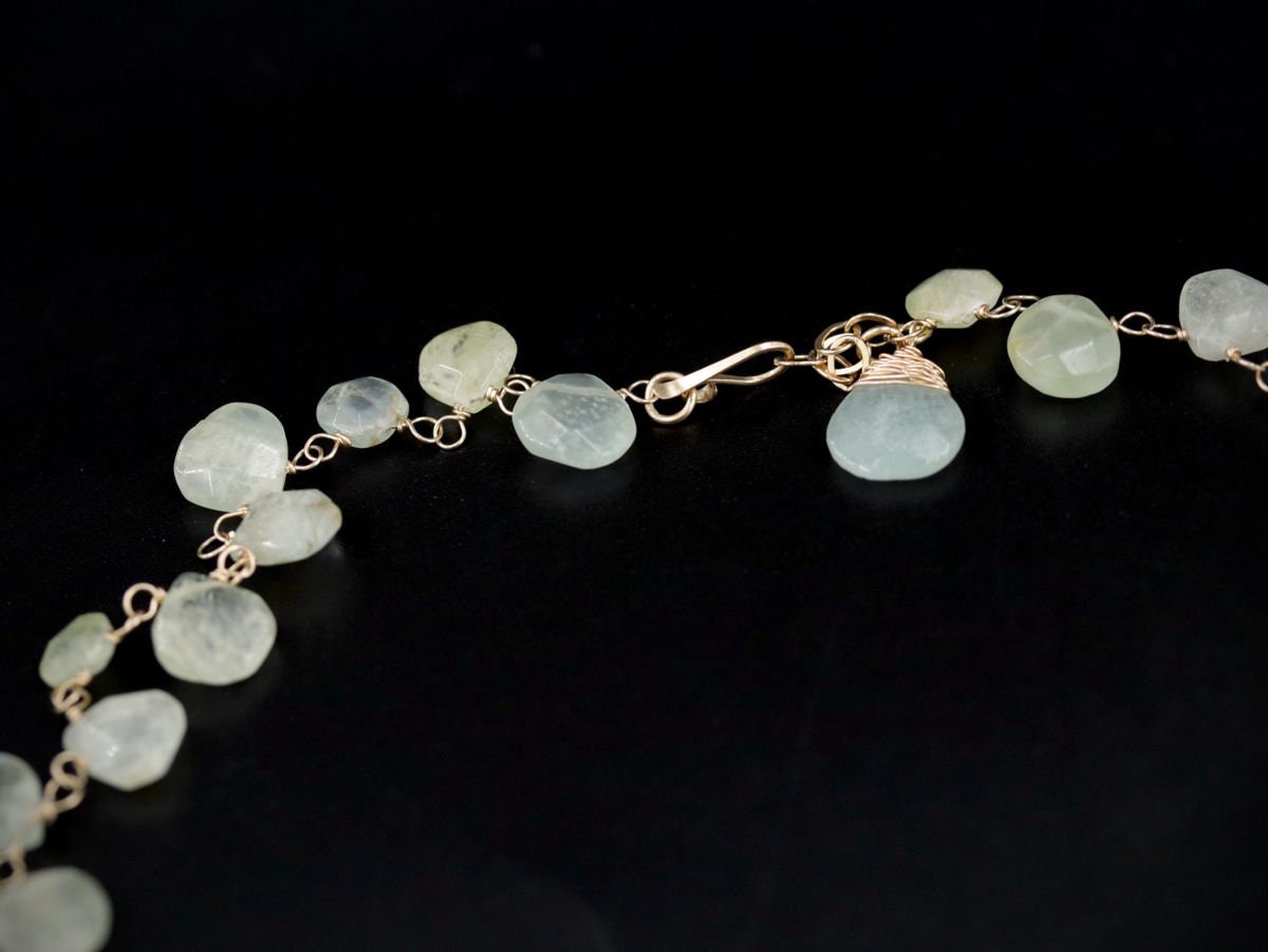 Aquamarine Floral Gemstone Necklace, 14K Gold Filled Bohemian Bride