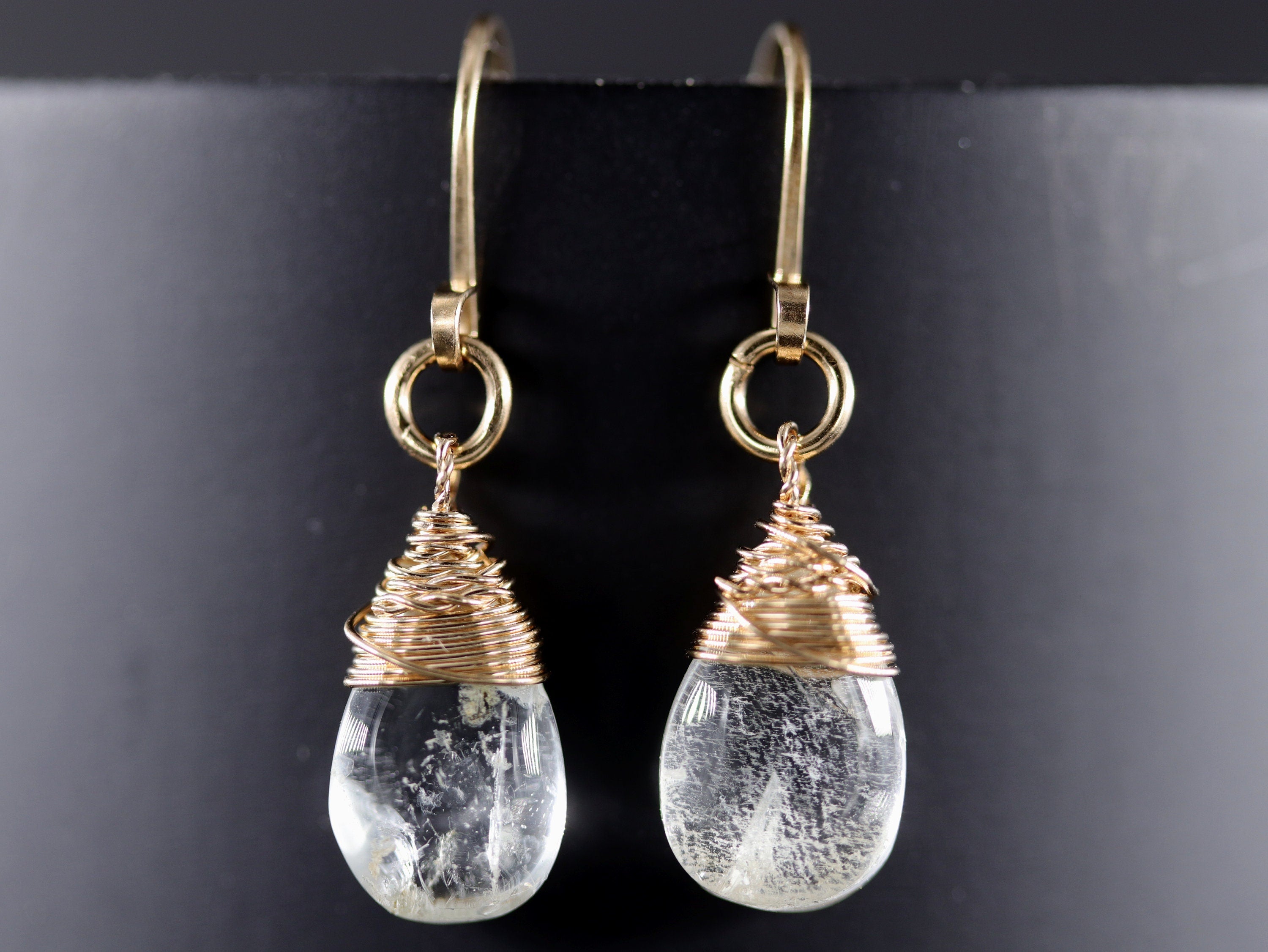 Aquamarine Teardrop Gemstone Earrings, 14K Gold Filled Boho Jewelry