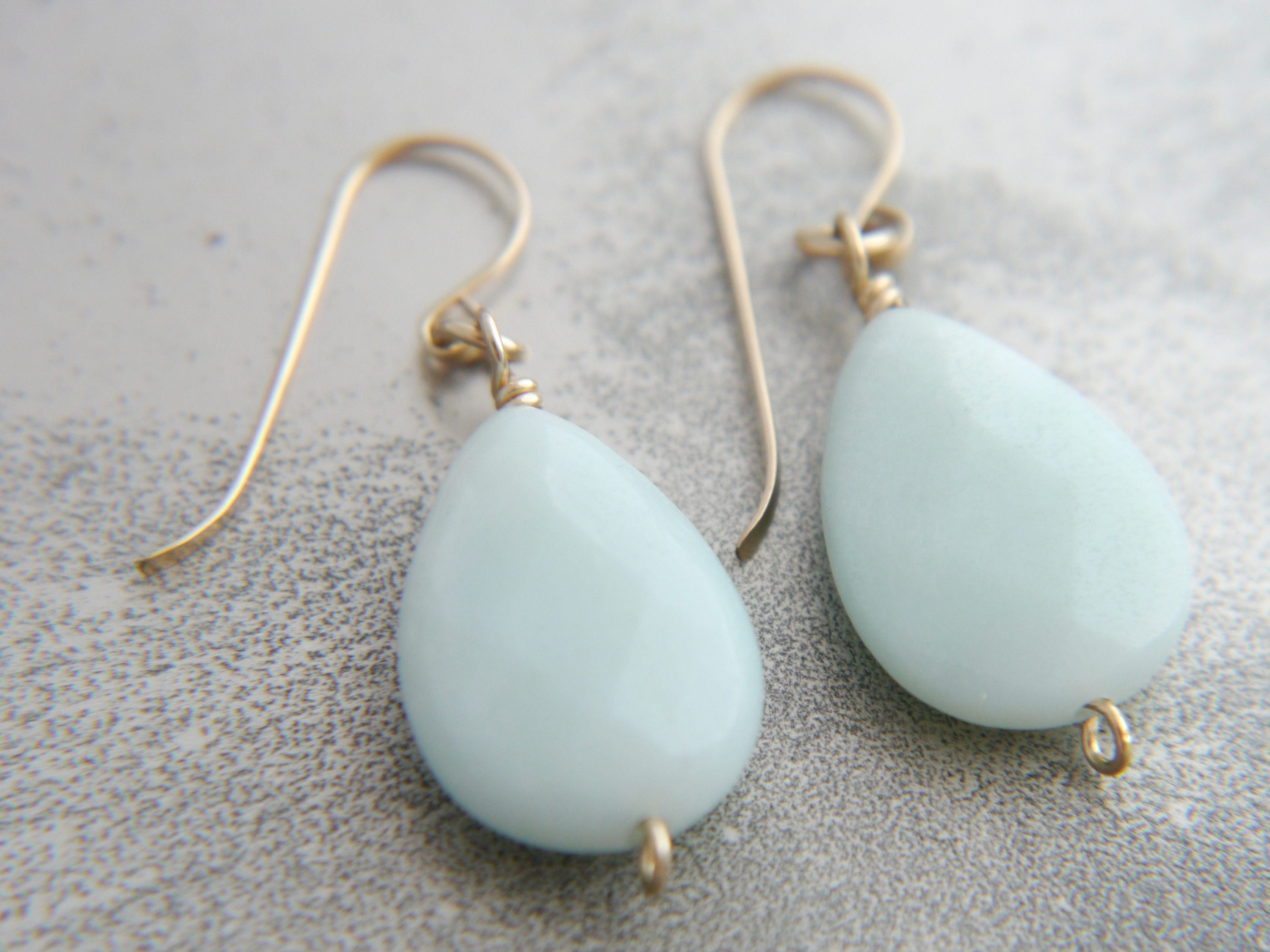 Amazonite Teardrop Drop Earrings, 14K Gold Filled Dangle, Minimal Jewelry