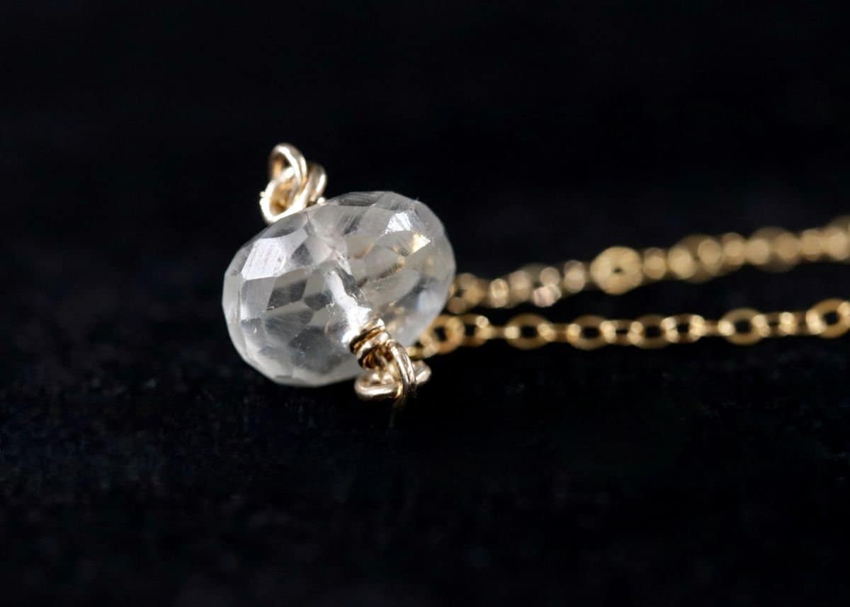 Green Amethyst Pendant Gemstone Necklace, 14K Gold Filled Minimalist Jewelry